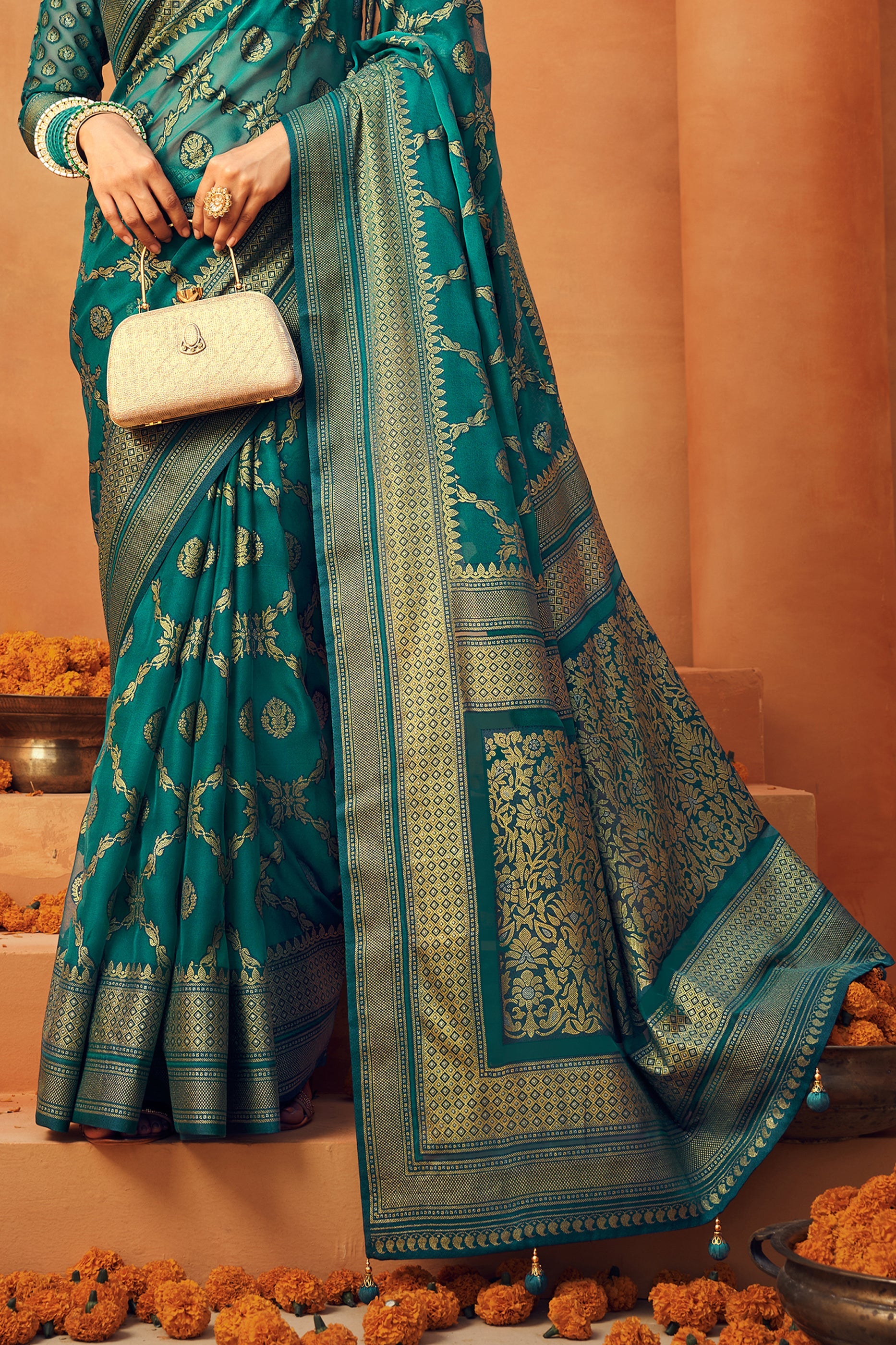 Green Printed Georgette Saree-SAR10101_4_SareeButa.com