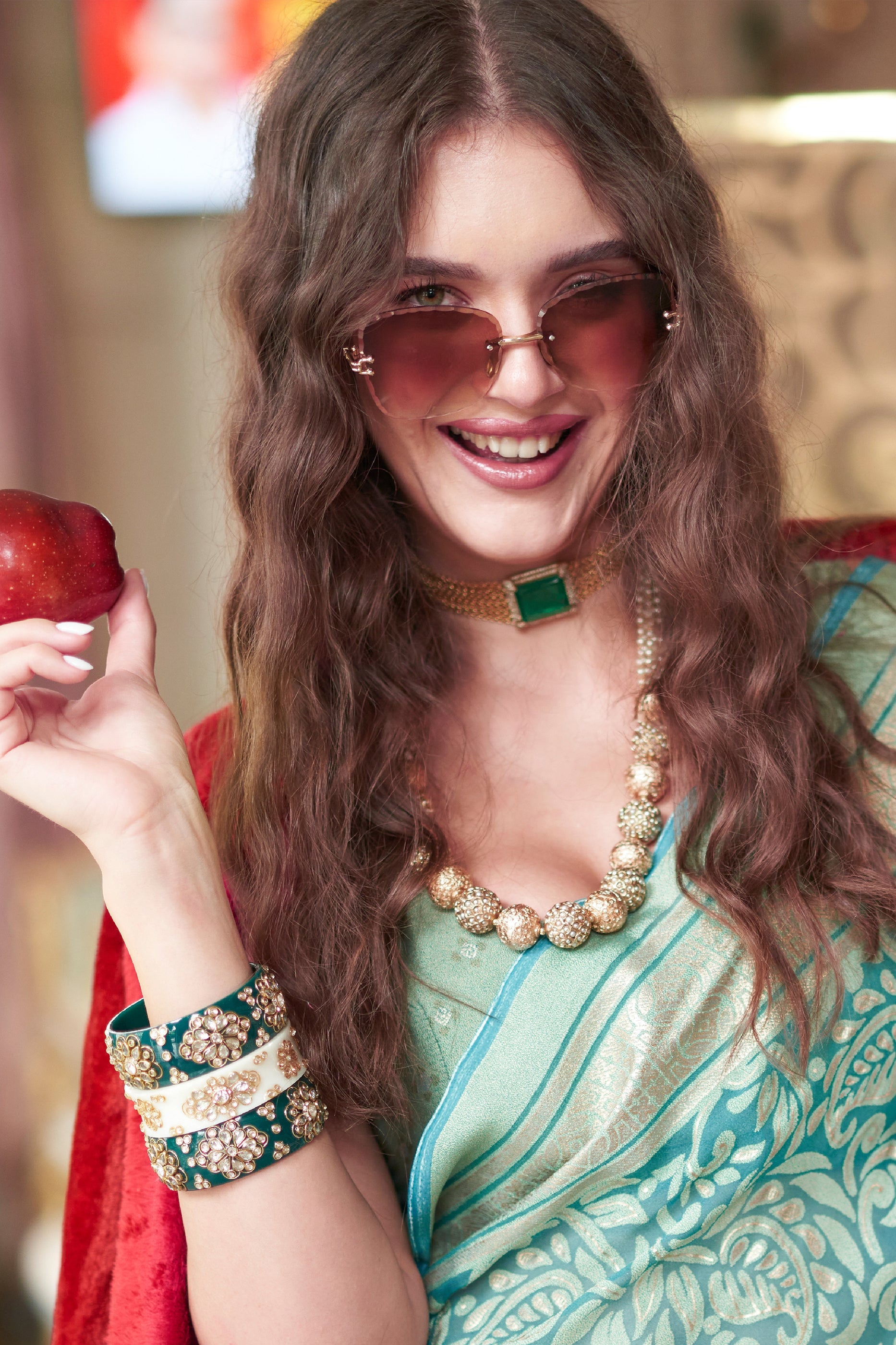 Green Printed Georgette Saree-SAR10199_2_SareeButa.com