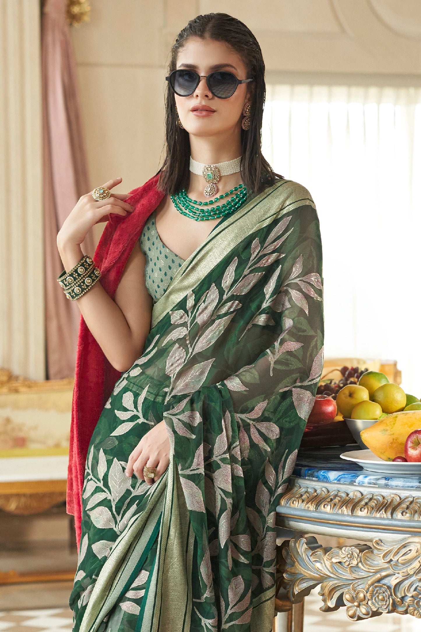 Green Printed Georgette Saree-SAR11282_3_SareeButa.com