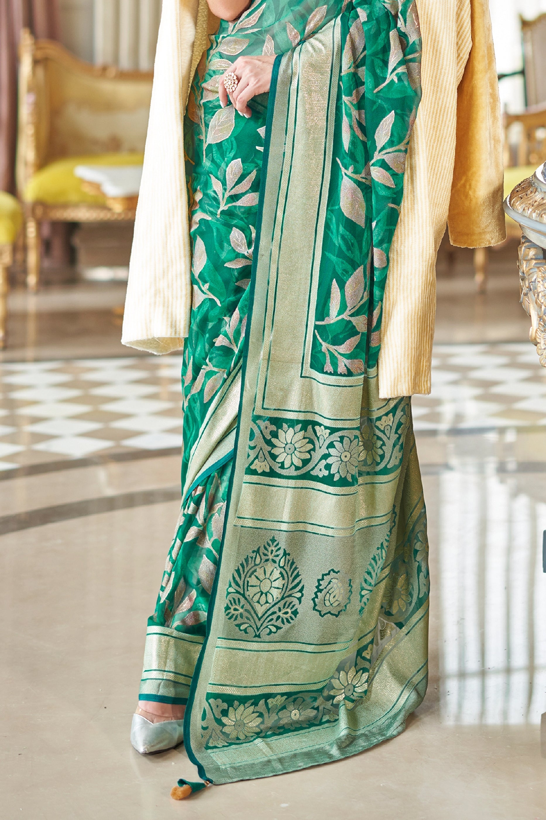 Green Printed Georgette Saree-SAR11286_4_SareeButa.com