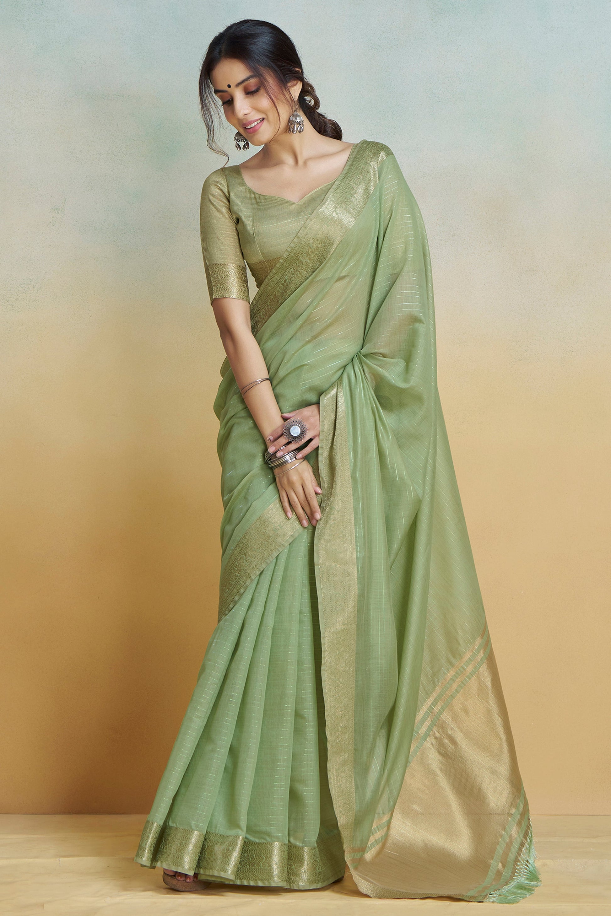 Green Printed Khadi Silk Saree-ZB134475_3_SareeButa.com