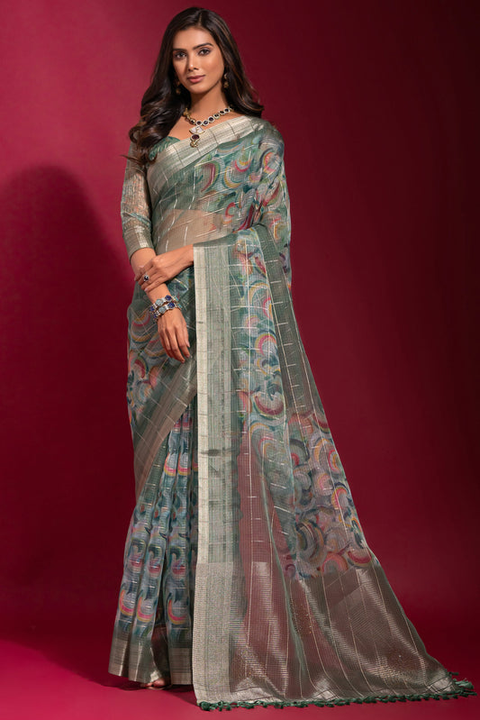 green-printed-linen-silk-saree-zb132501_1_SareeButa.com