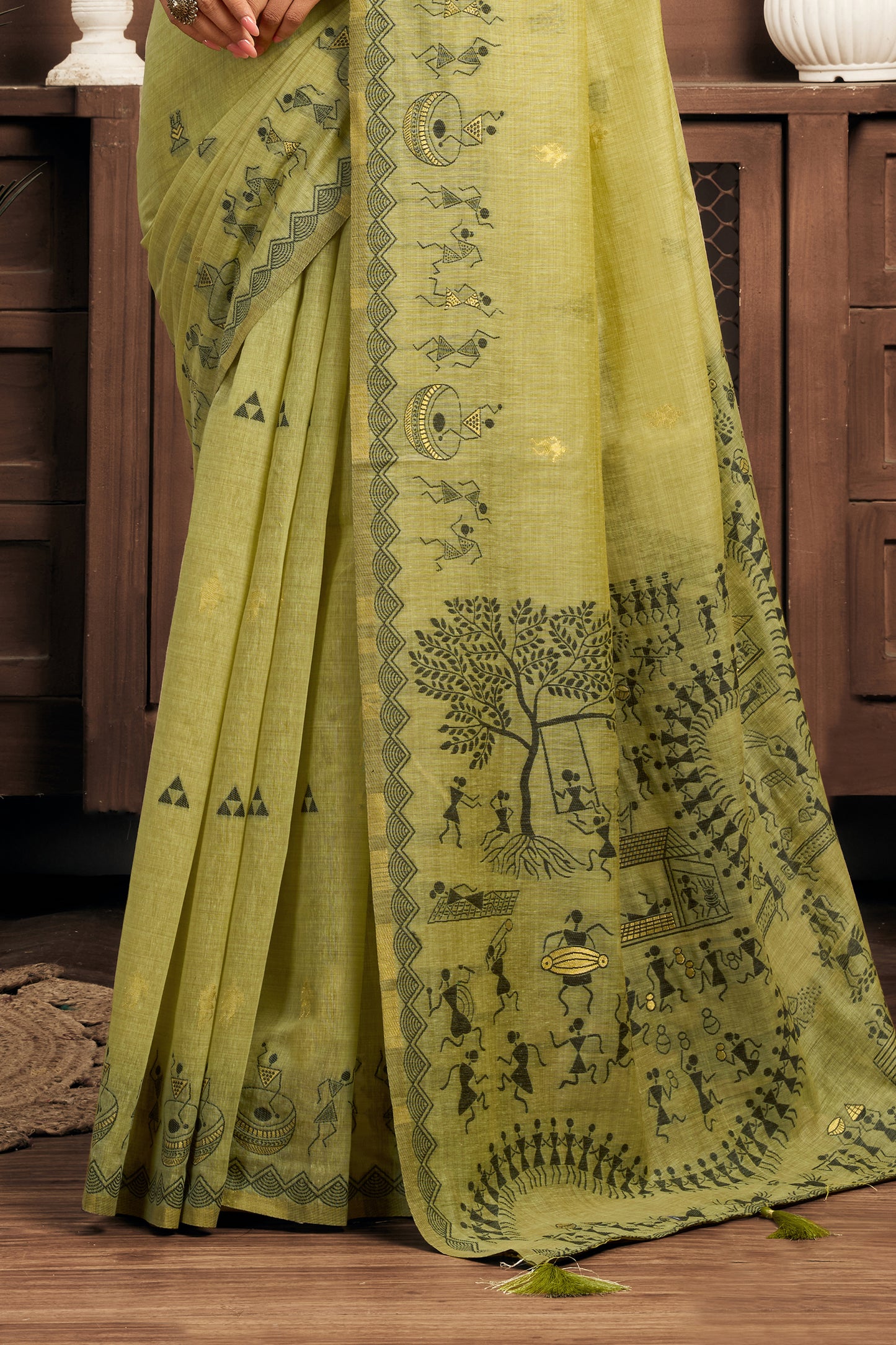 Green Printed Modal Cotton Saree-SAR12647_5_SareeButa.com