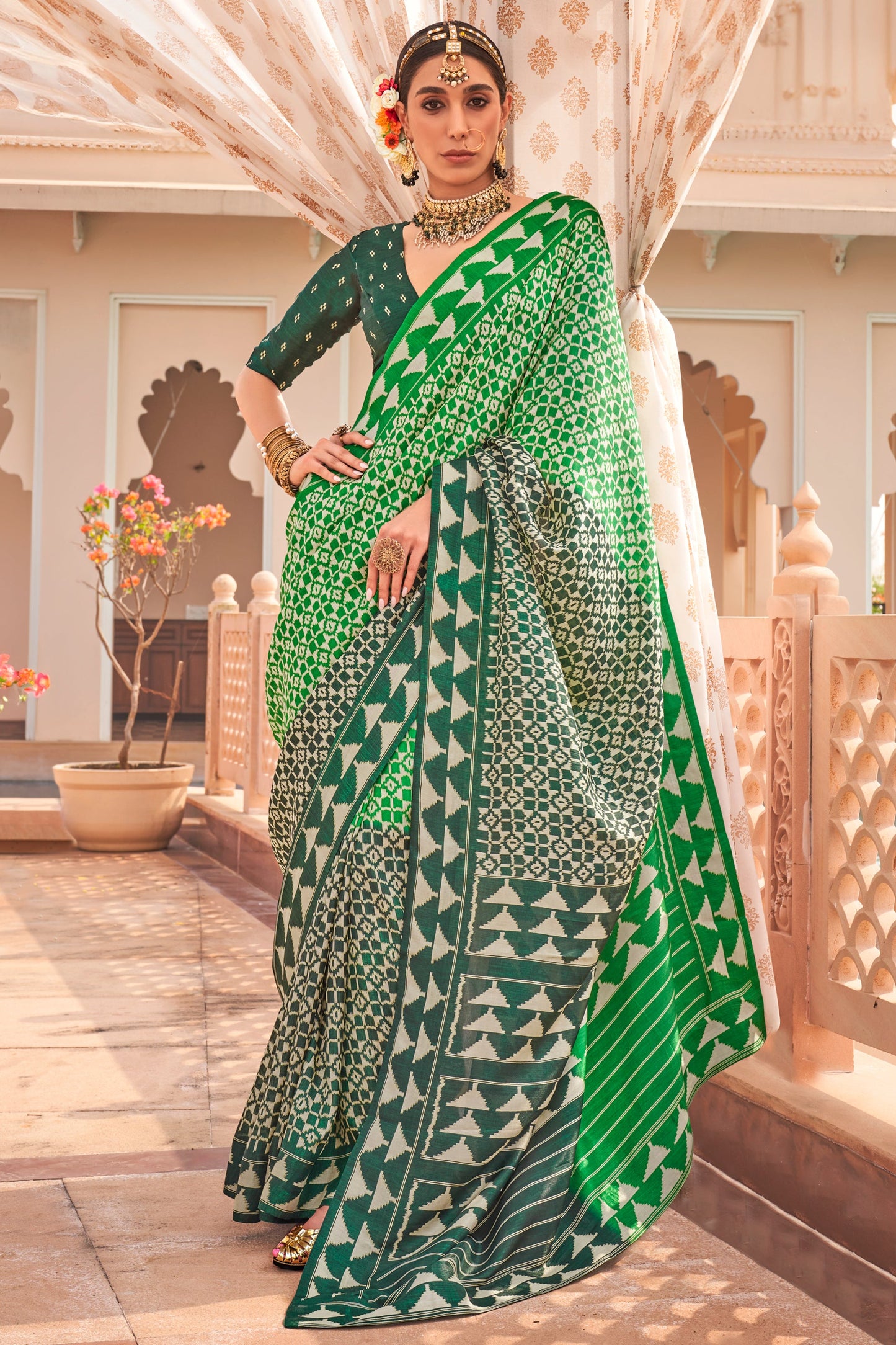 Green Printed Patola Saree-ZB133787_1_SareeButa.com