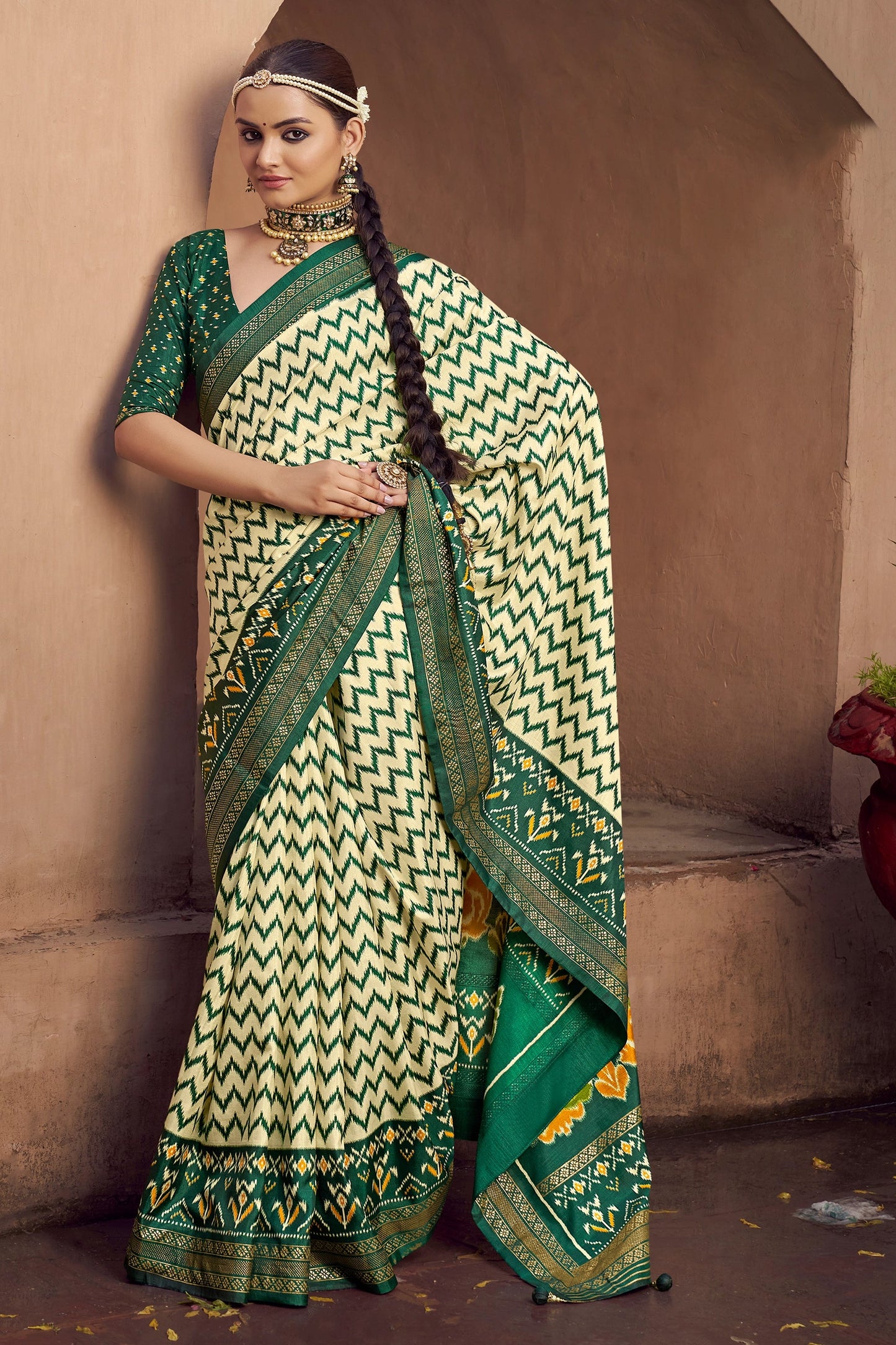 Green Printed Patola Silk Saree-SAR10385_1_SareeButa.com