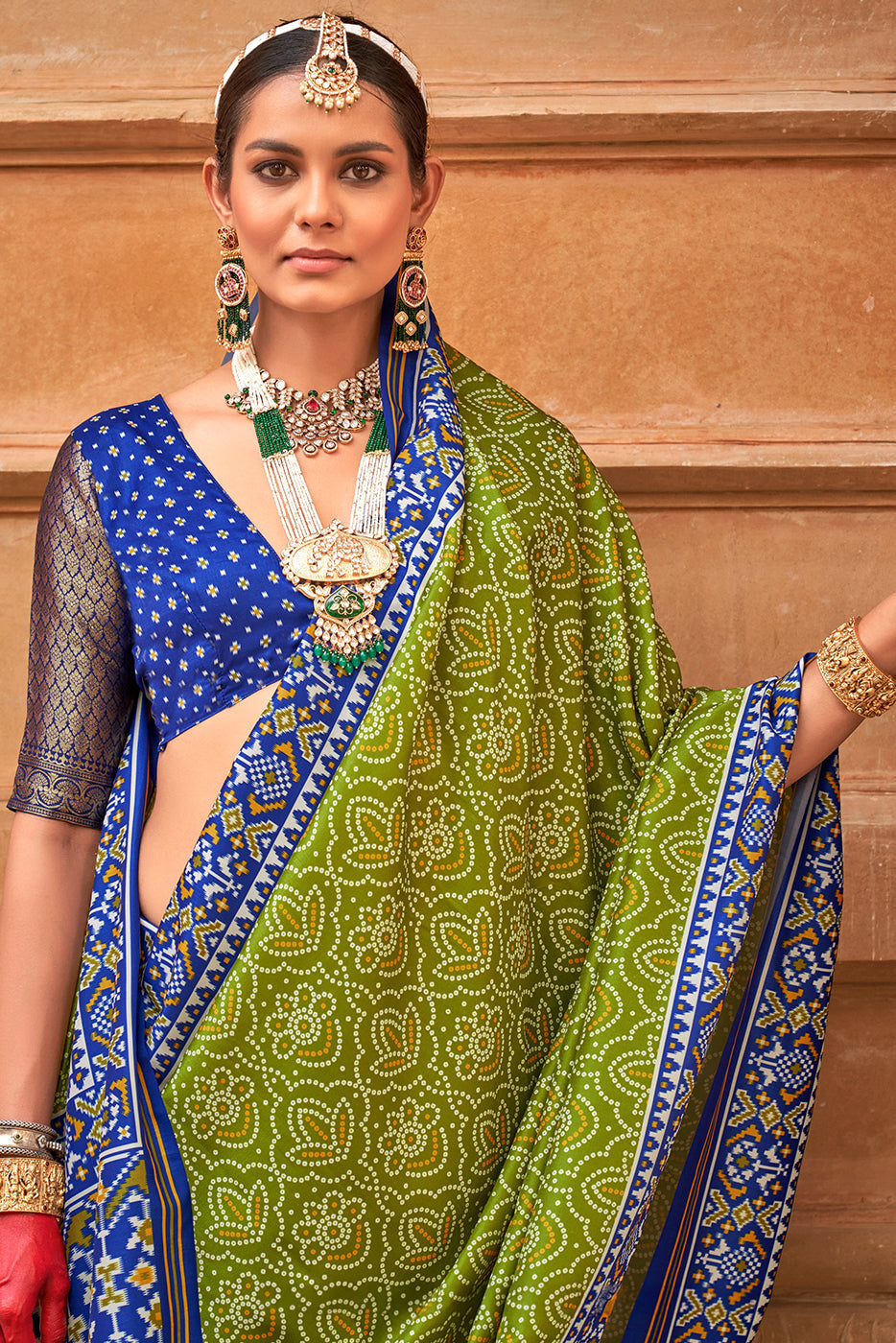 Green Printed Patola Silk Saree-ZB133616_2_SareeButa.com