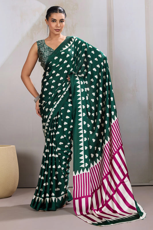 Green Printed Satin Saree-SAR11849_1_SareeButa.com