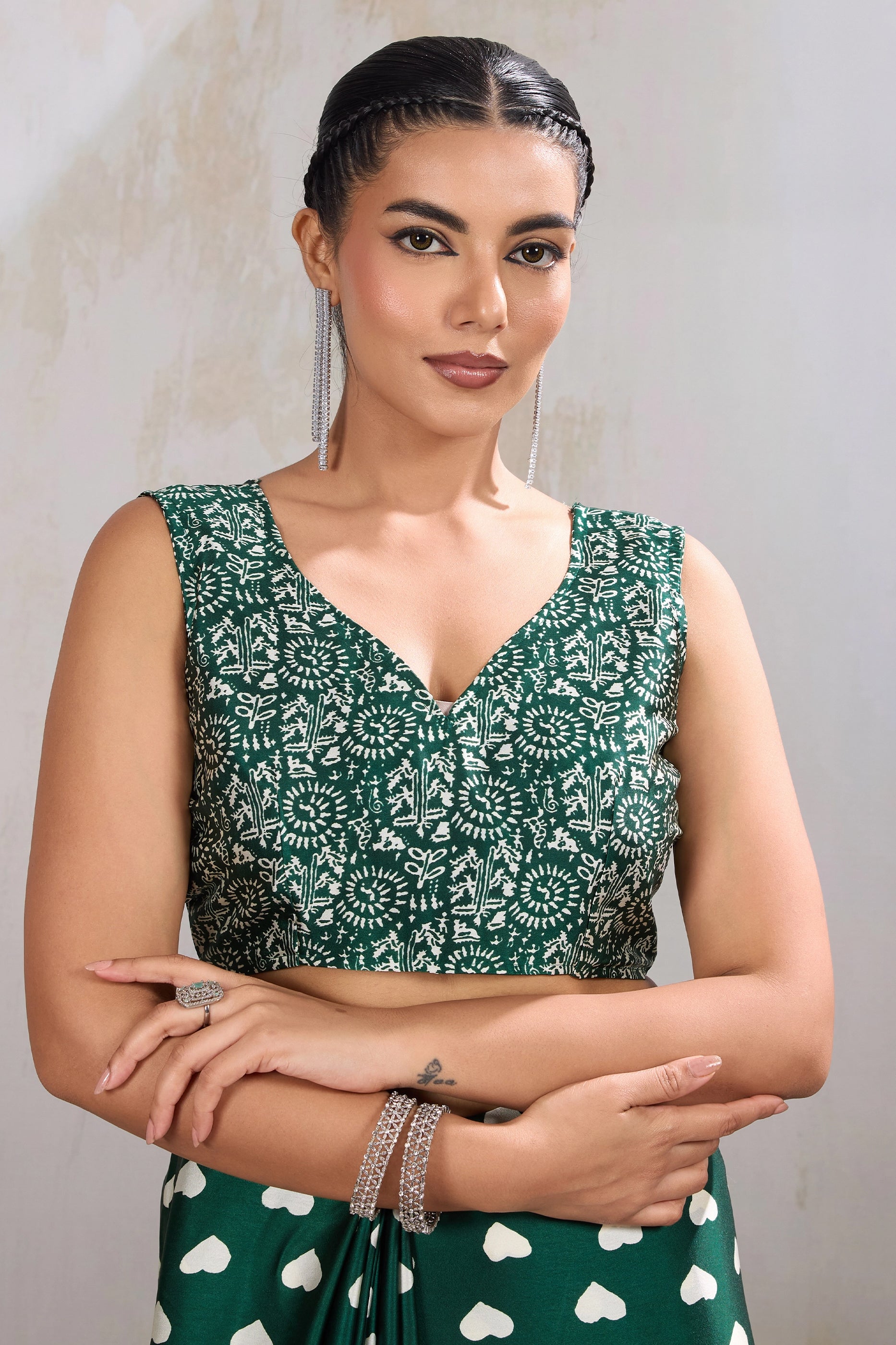 Green Printed Satin Saree-SAR11849_4_SareeButa.com