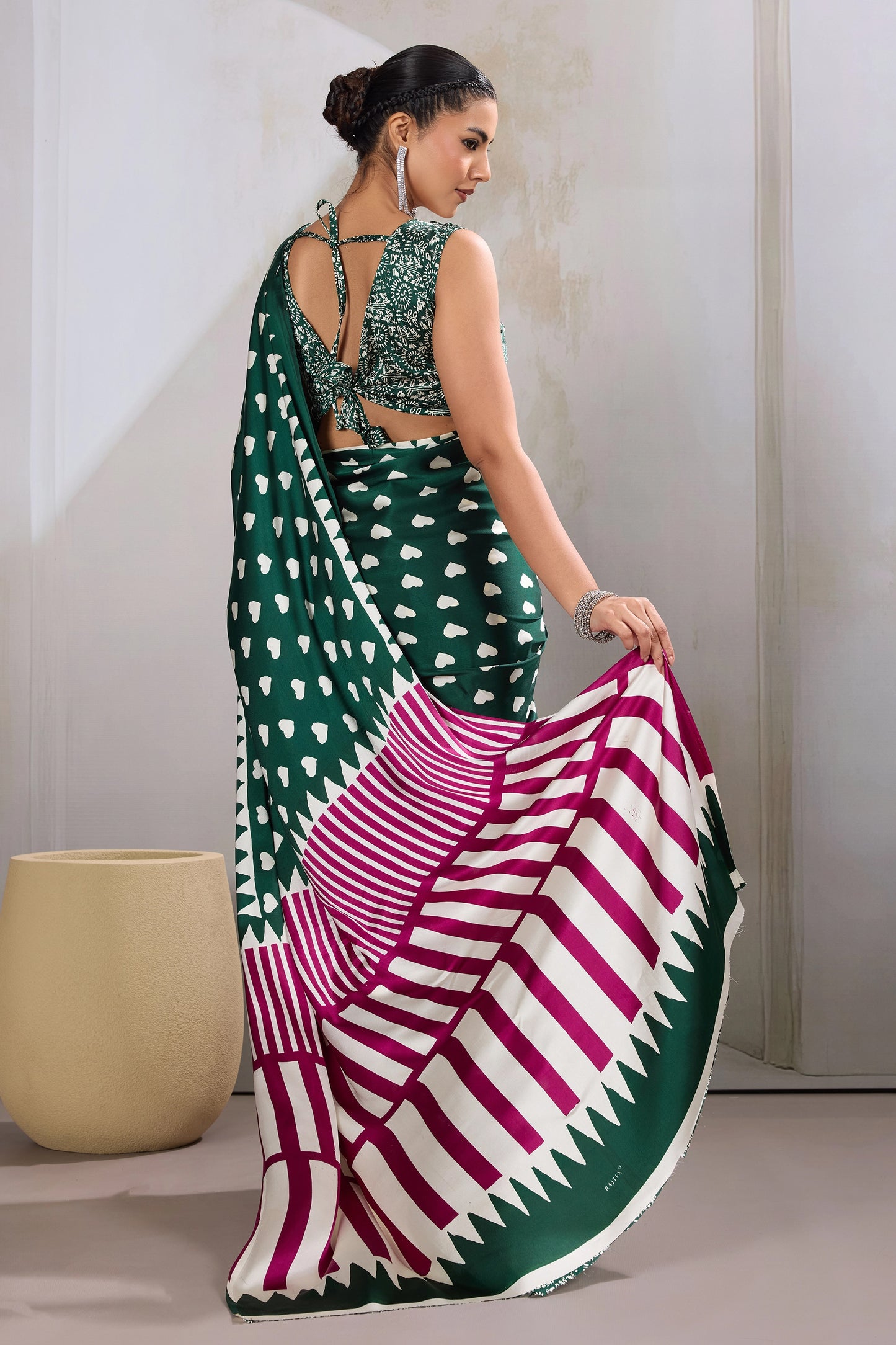 Green Printed Satin Saree-SAR11849_5_SareeButa.com