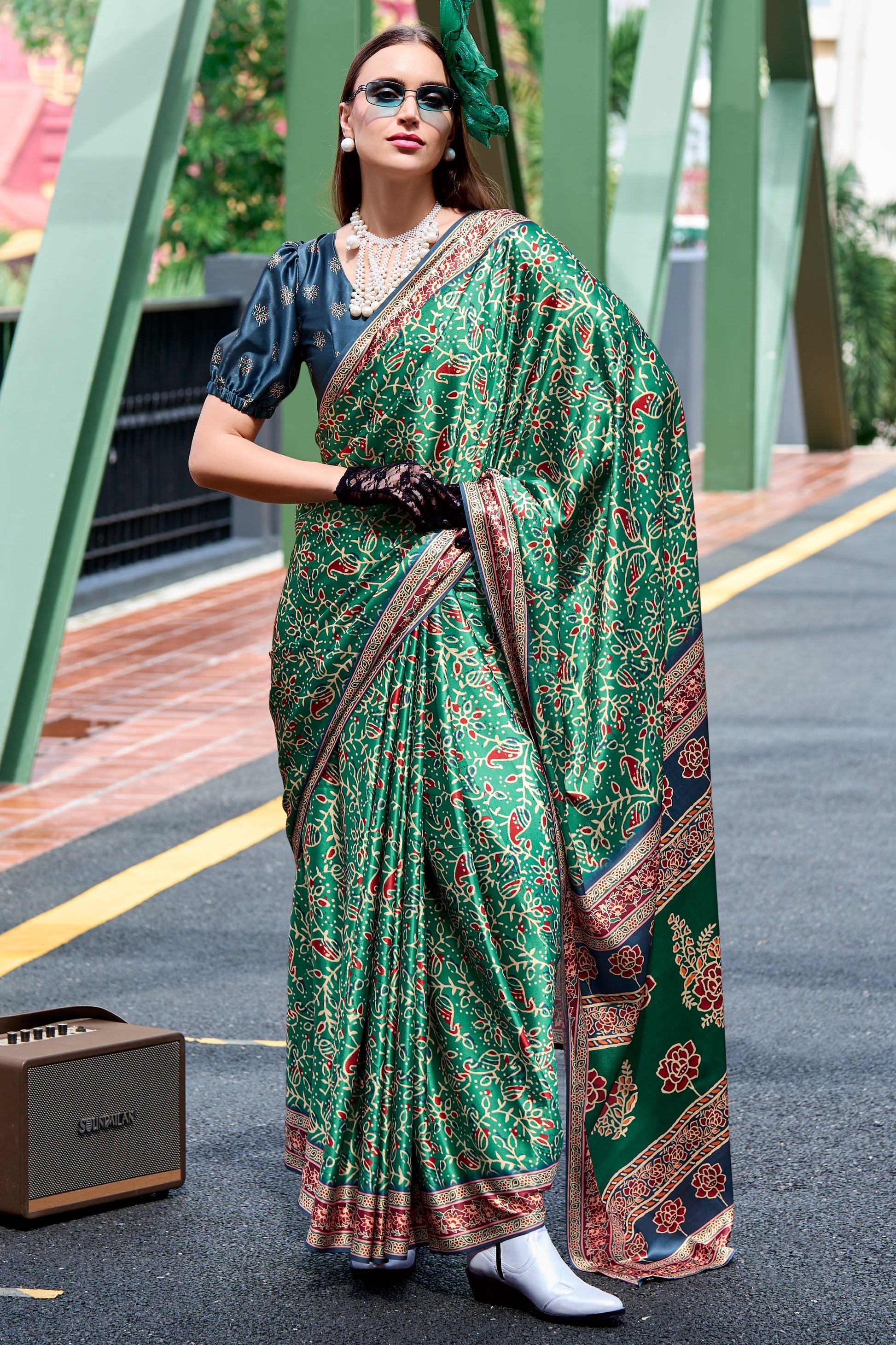 Green Printed Satin Silk Saree-ZB133611_1_SareeButa.com