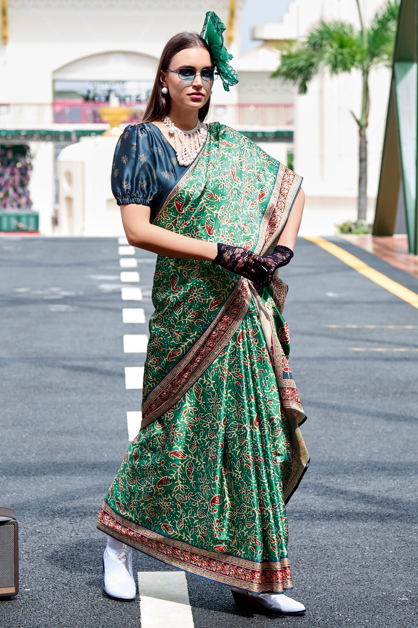 Green Printed Satin Silk Saree-ZB133611_3_SareeButa.com