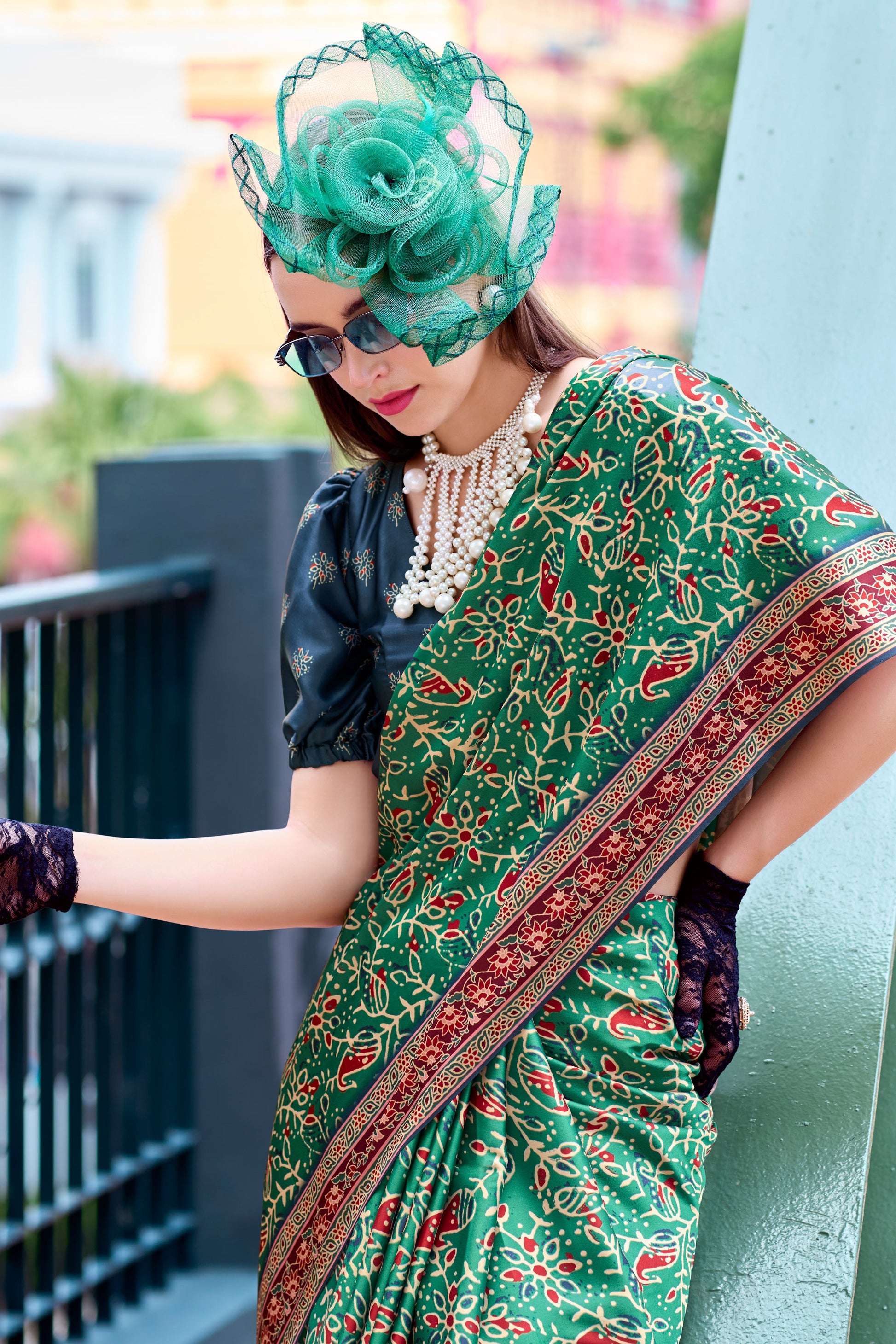 Green Printed Satin Silk Saree-ZB133611_4_SareeButa.com