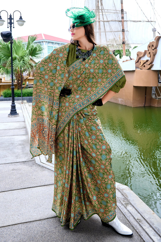 Green Printed Satin Silk Saree-ZB133612_1_SareeButa.com