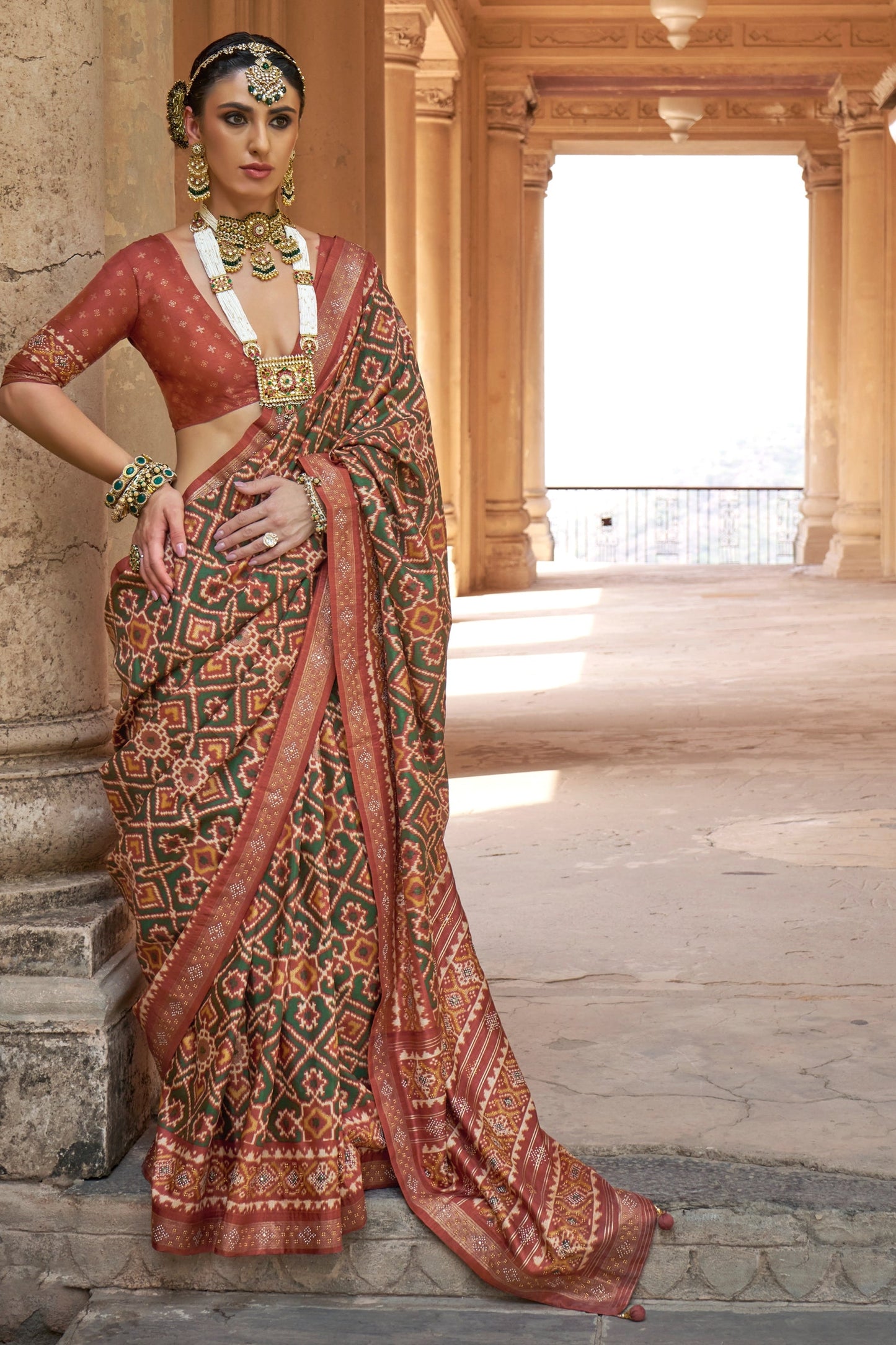 Green Printed Silk Patola Saree-SAR11252_1_SareeButa.com