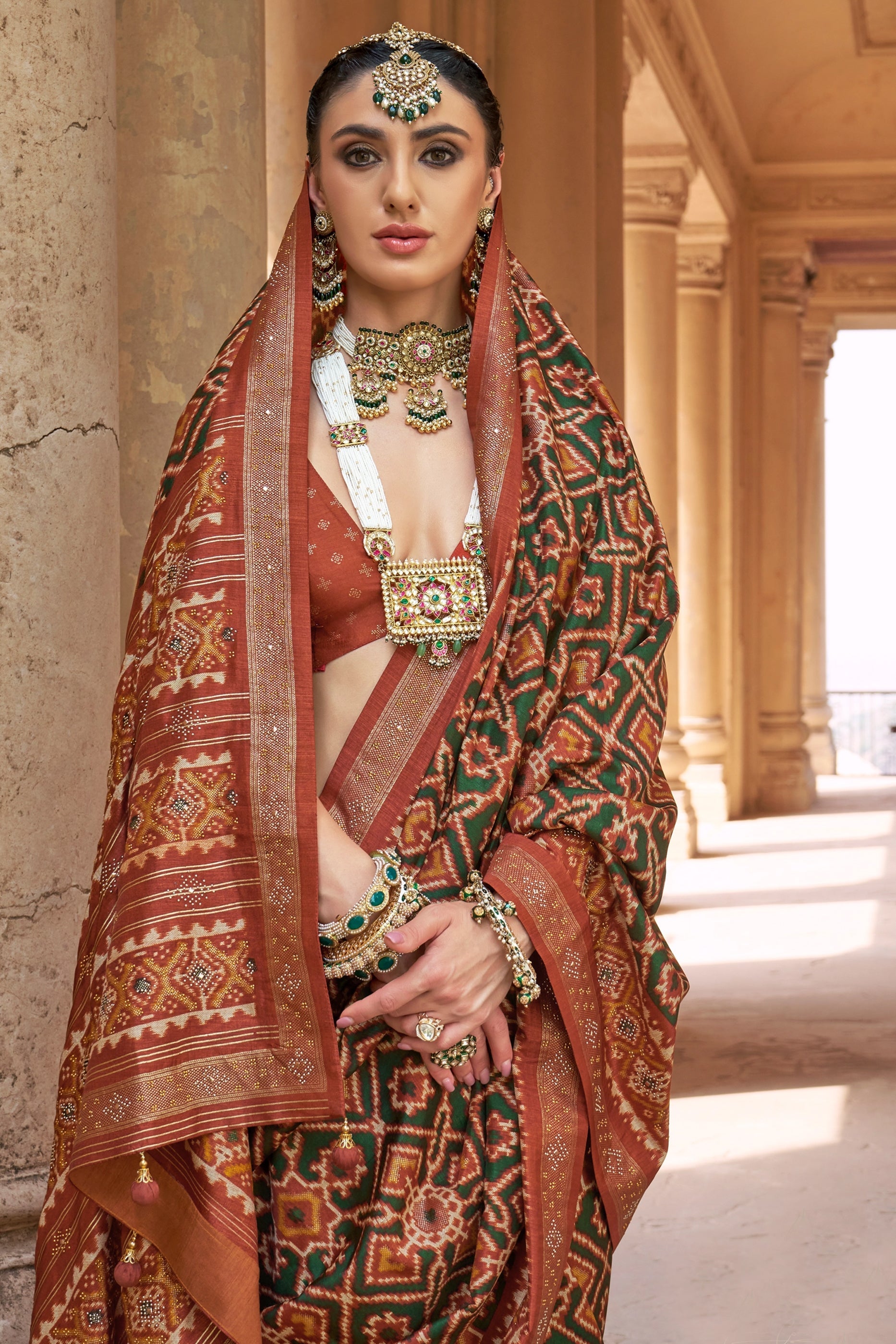 Green Printed Silk Patola Saree-SAR11252_2_SareeButa.com