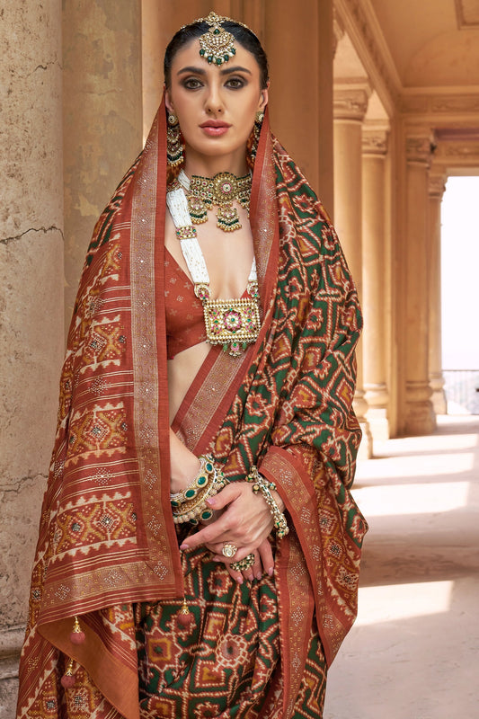 Green Printed Silk Patola Saree-SAR11252_2_SareeButa.com