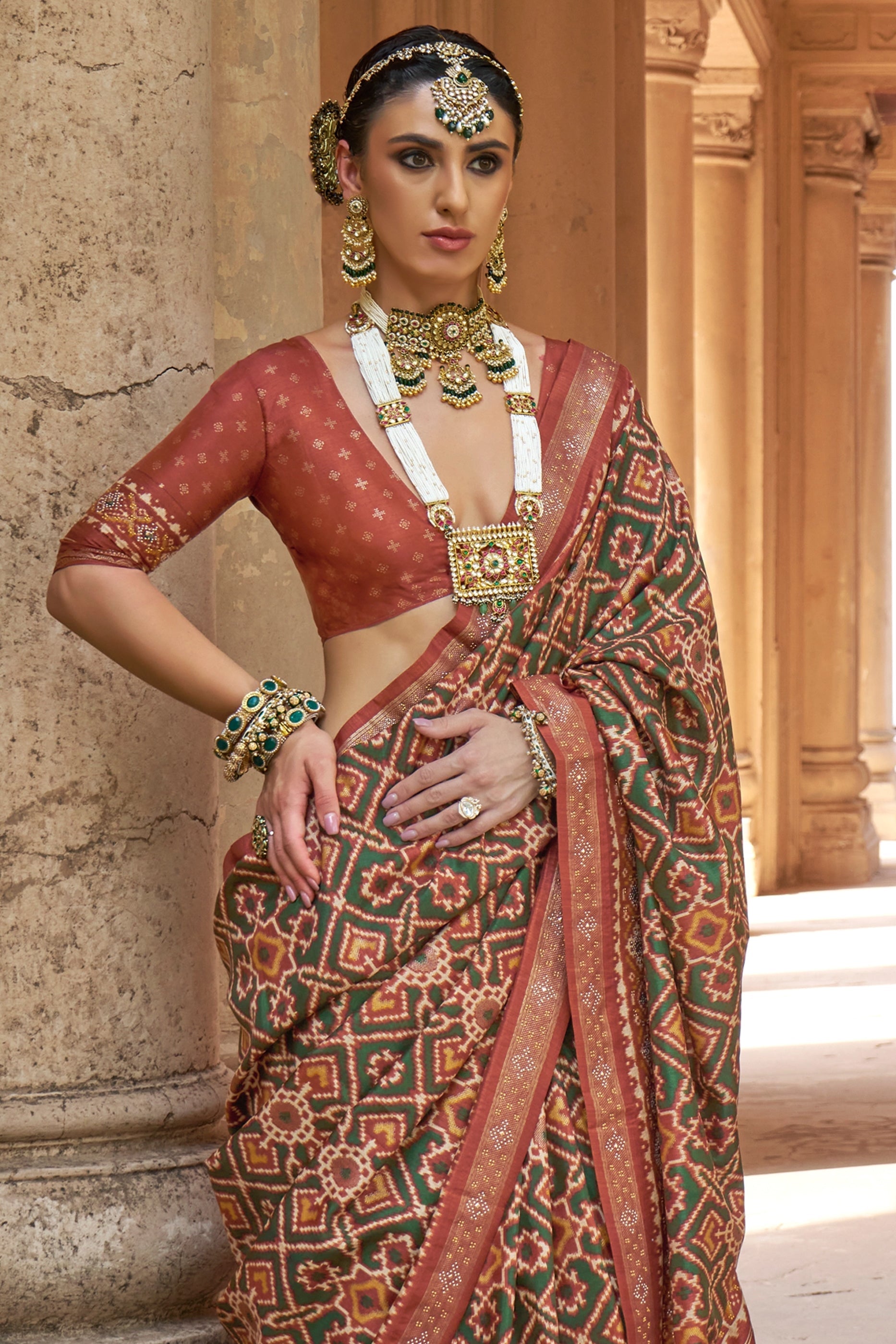 Green Printed Silk Patola Saree-SAR11252_3_SareeButa.com