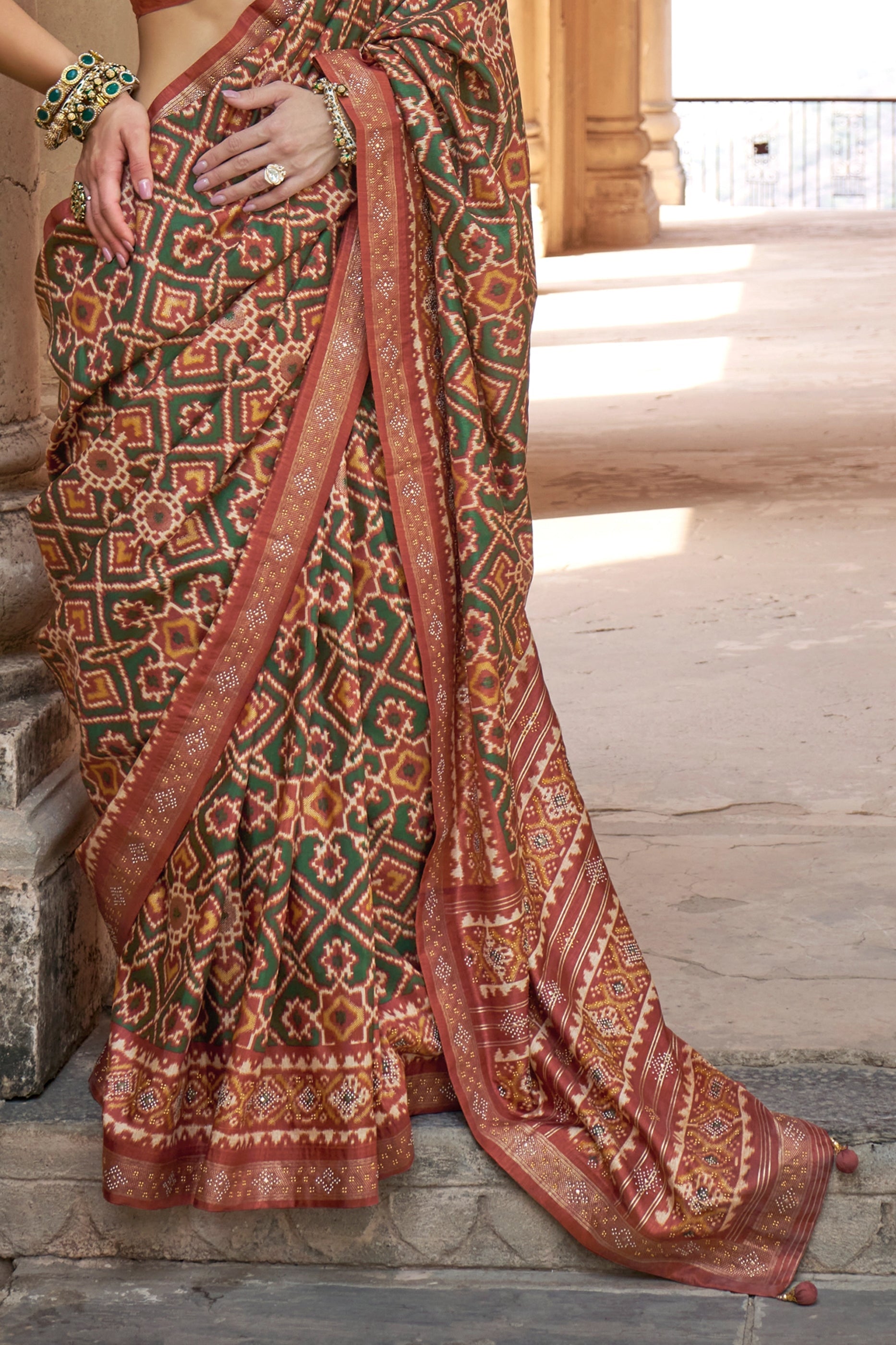 Green Printed Silk Patola Saree-SAR11252_4_SareeButa.com