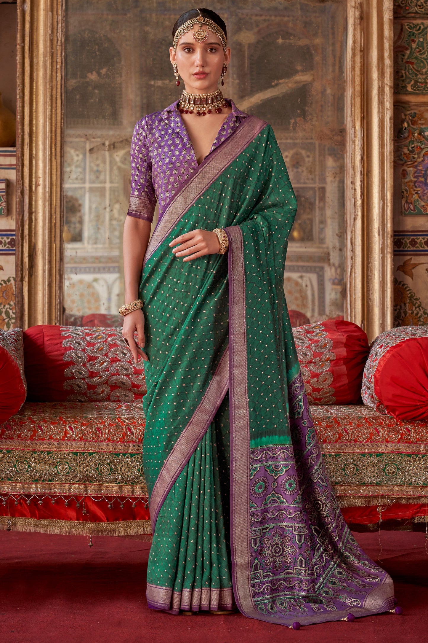 Green Printed Silk Saree-SAR10111_1_SareeButa.com