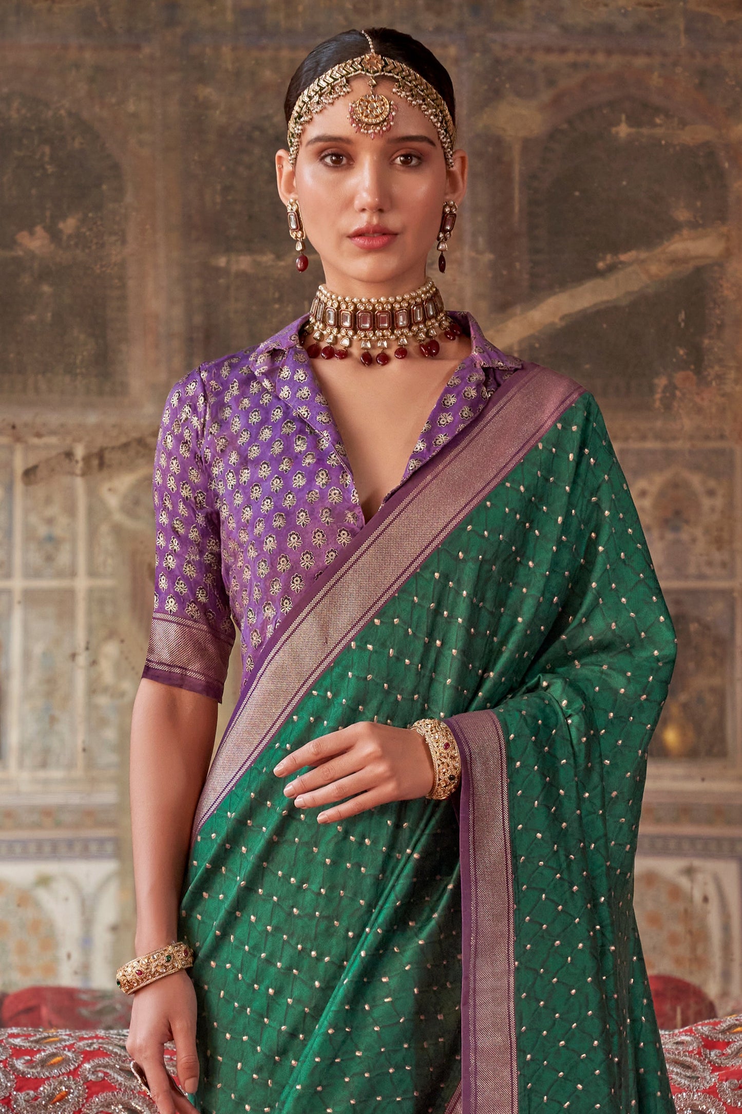Green Printed Silk Saree-SAR10111_3_SareeButa.com