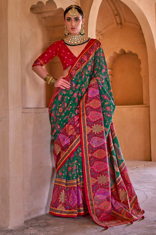 Green Printed Silk Saree-SAR11258_1_SareeButa.com