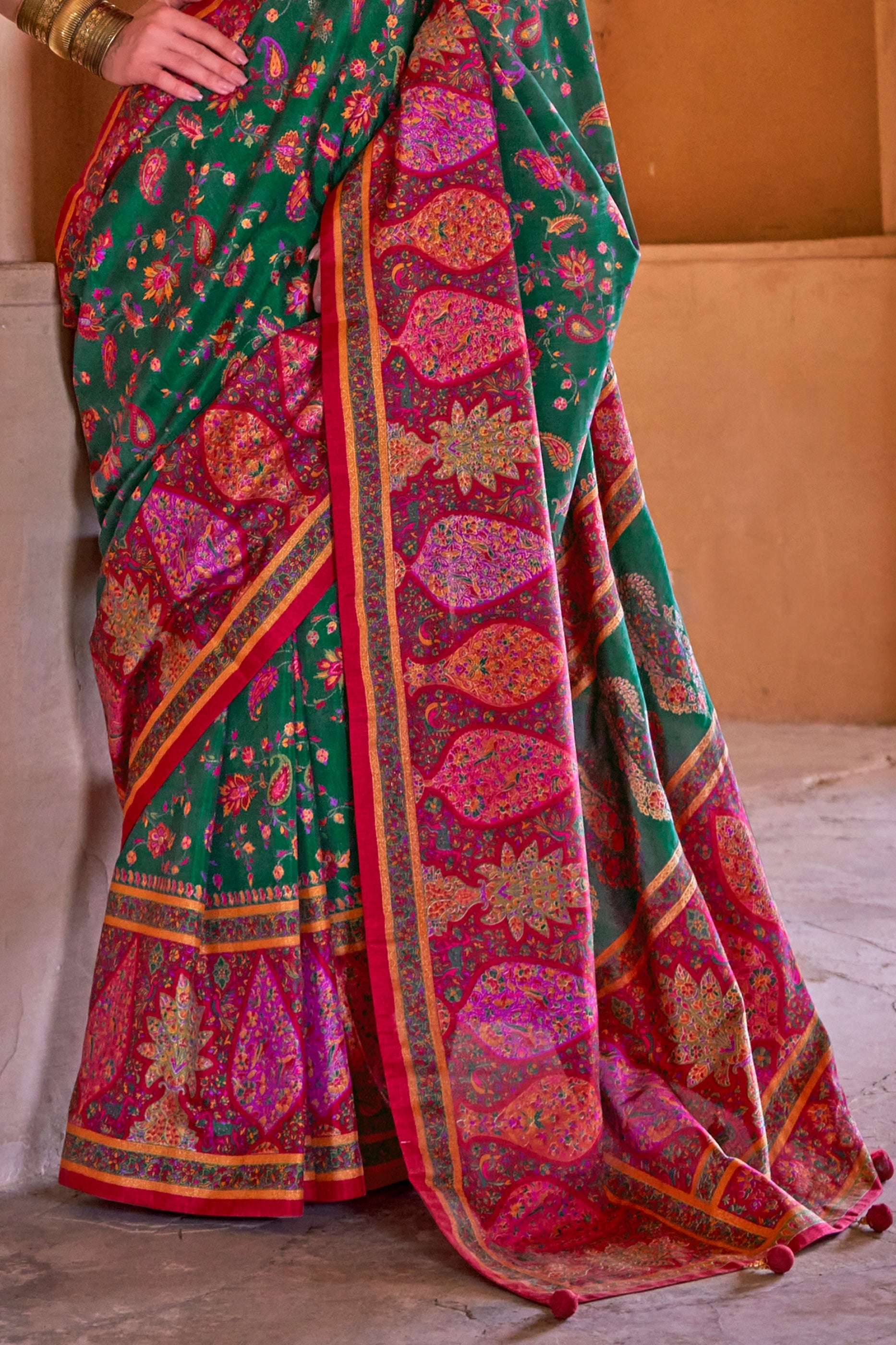 Green Printed Silk Saree-SAR11258_4_SareeButa.com