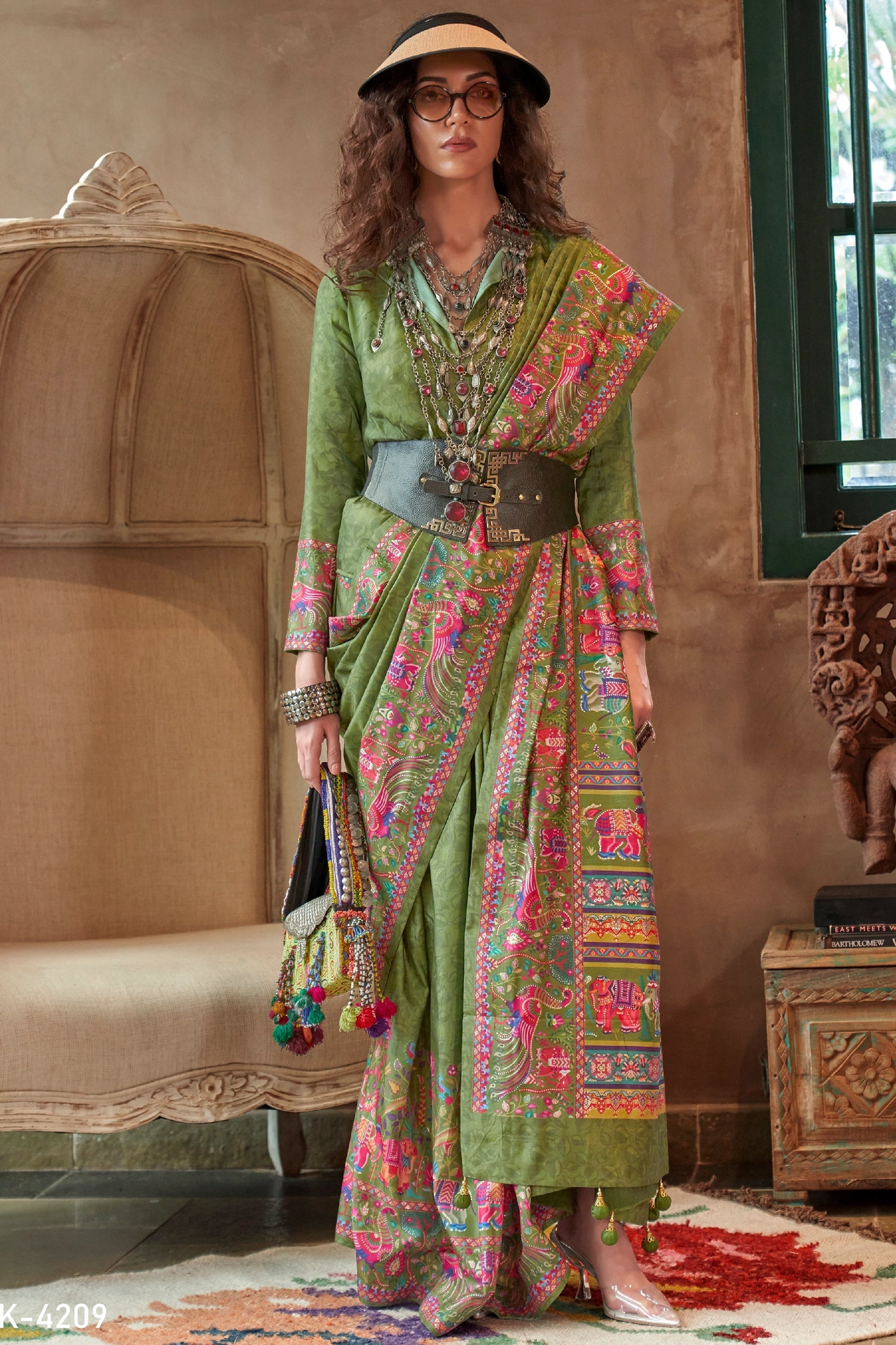 Green Printed Silk Saree-SAR11266_1_SareeButa.com