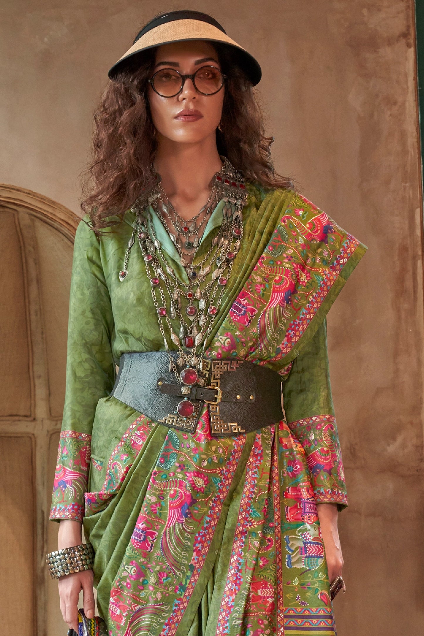 Green Printed Silk Saree-SAR11266_3_SareeButa.com