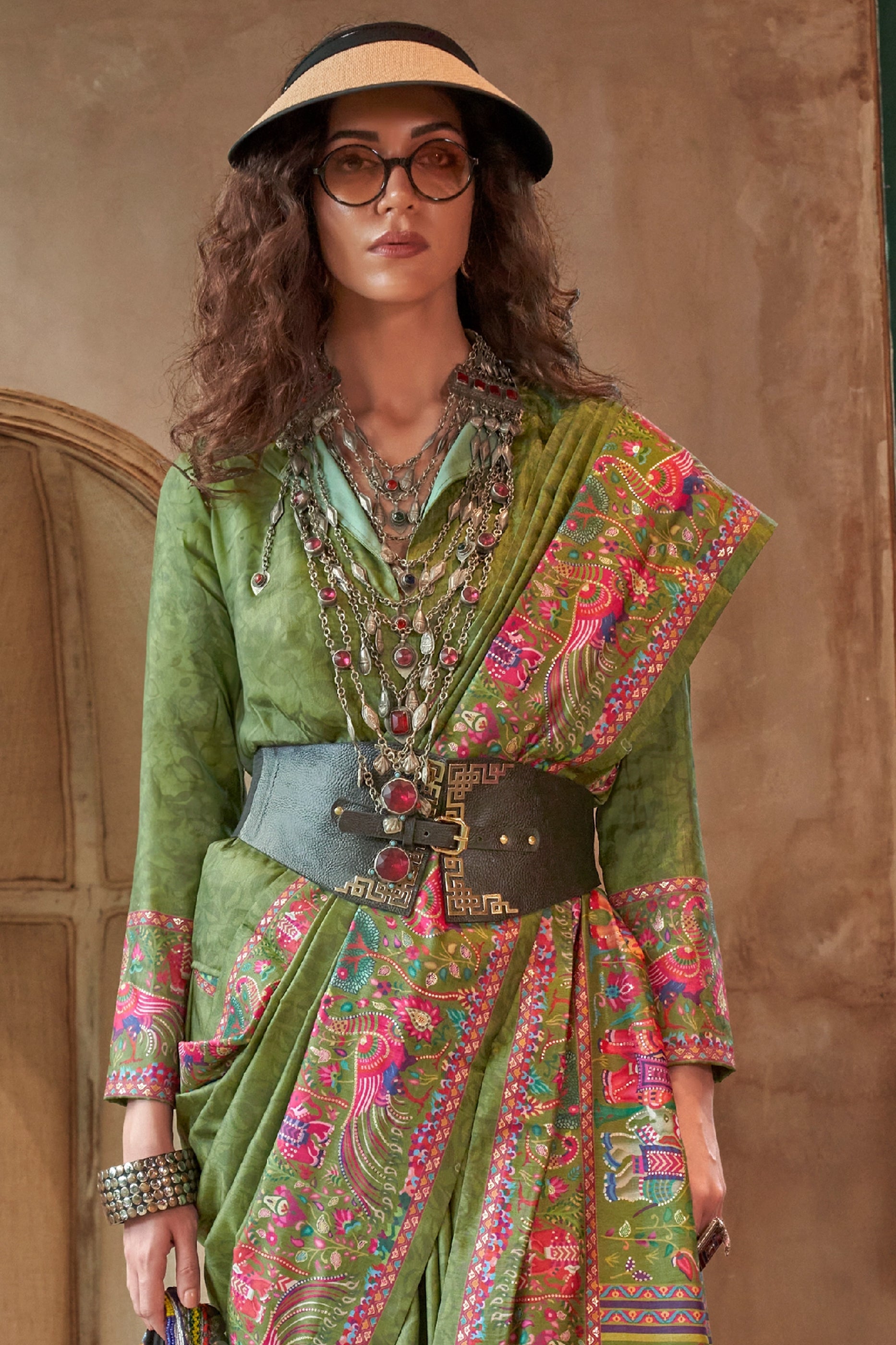 Green Printed Silk Saree-SAR11266_3_SareeButa.com