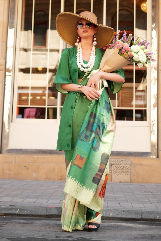 Green Printed Silk Saree-SAR11361_1_SareeButa.com