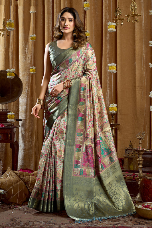 Green Printed Silk Saree-SAR12663_1_SareeButa.com