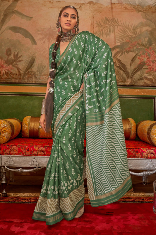 Green Printed Silk Saree-ZB133422_1_SareeButa.com