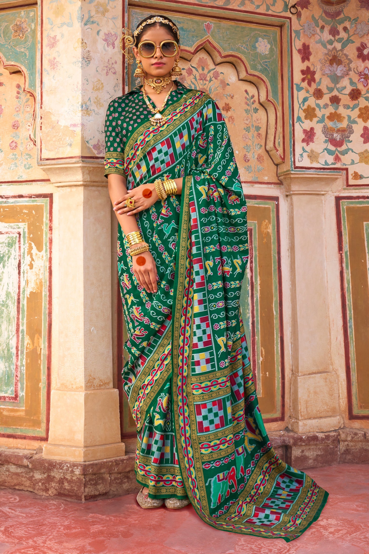 Green Printed Silk Saree-ZB133426_1_SareeButa.com