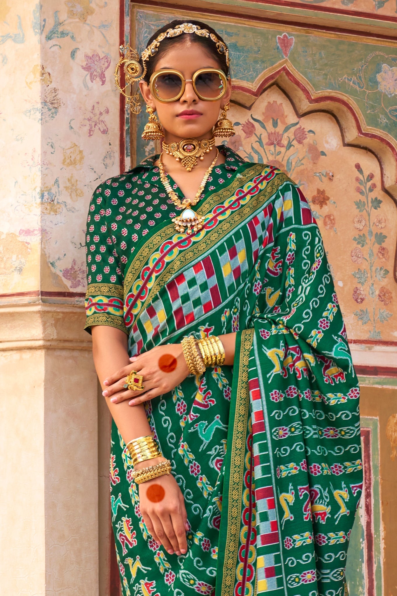 Green Printed Silk Saree-ZB133426_3_SareeButa.com