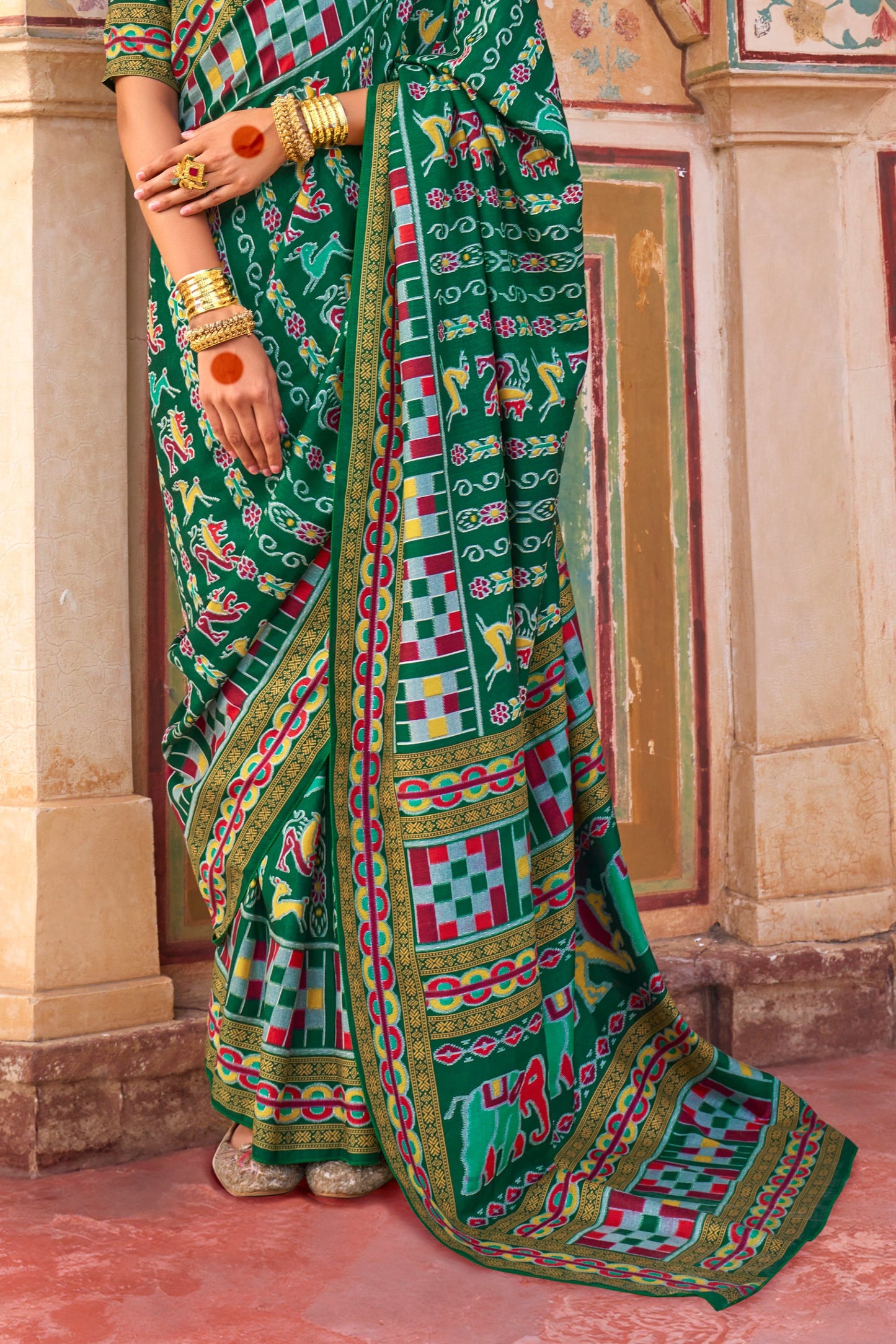 Green Printed Silk Saree-ZB133426_4_SareeButa.com