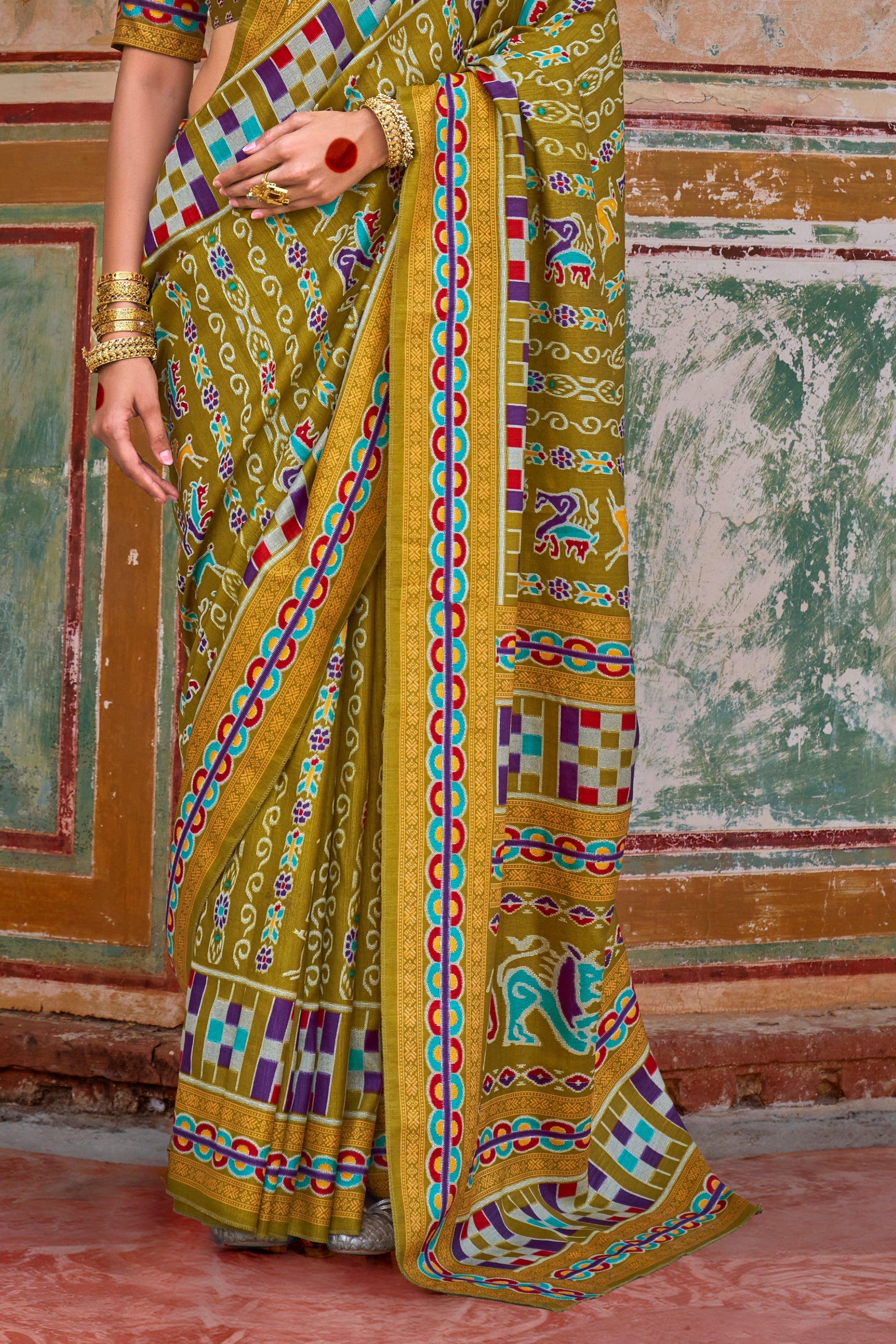 Green Printed Silk Saree-ZB133429_4_SareeButa.com