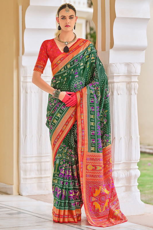 Green Printed Silk Saree-ZB133674_1_SareeButa.com