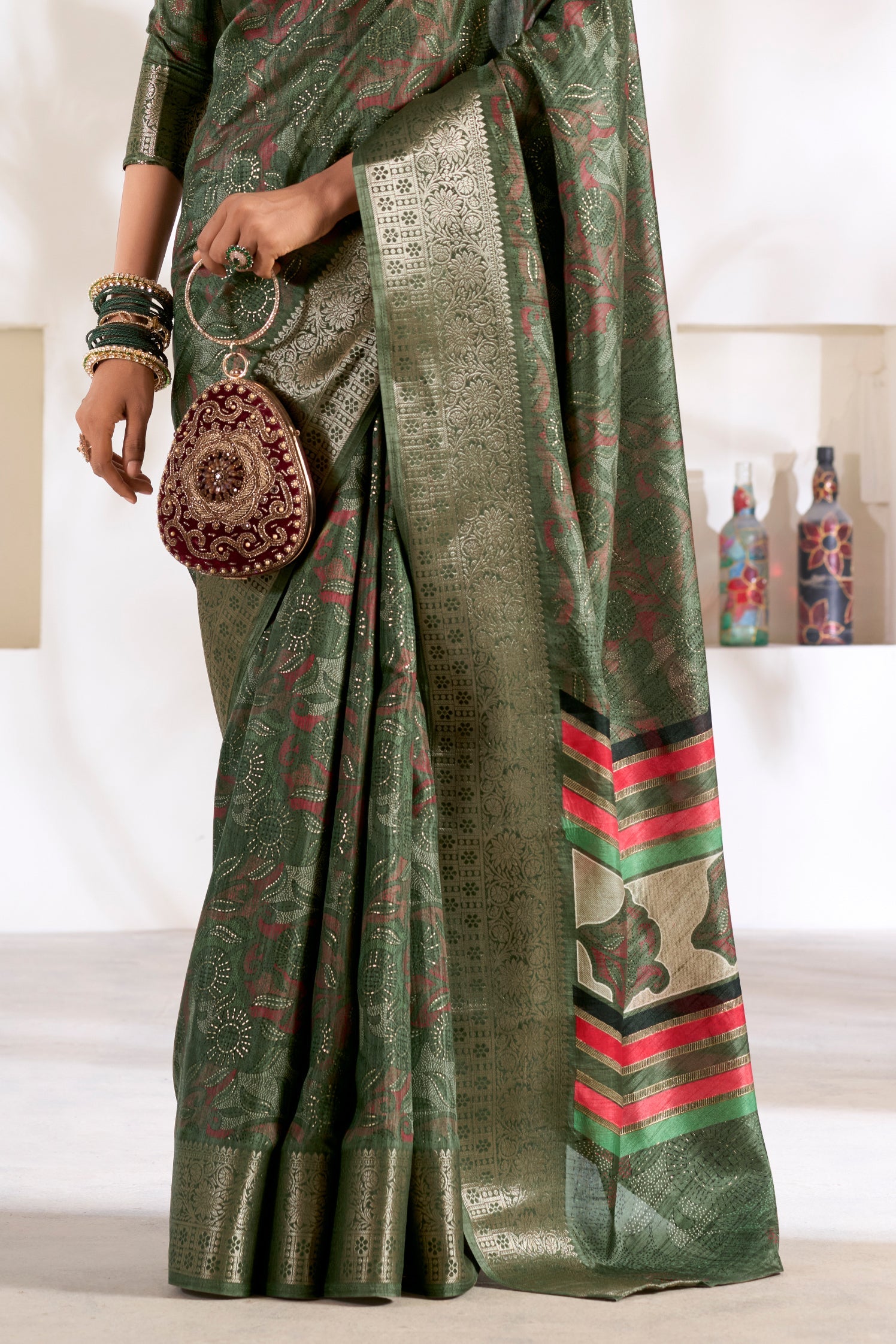 Green Printed Silk Saree-ZB133770_4_SareeButa.com