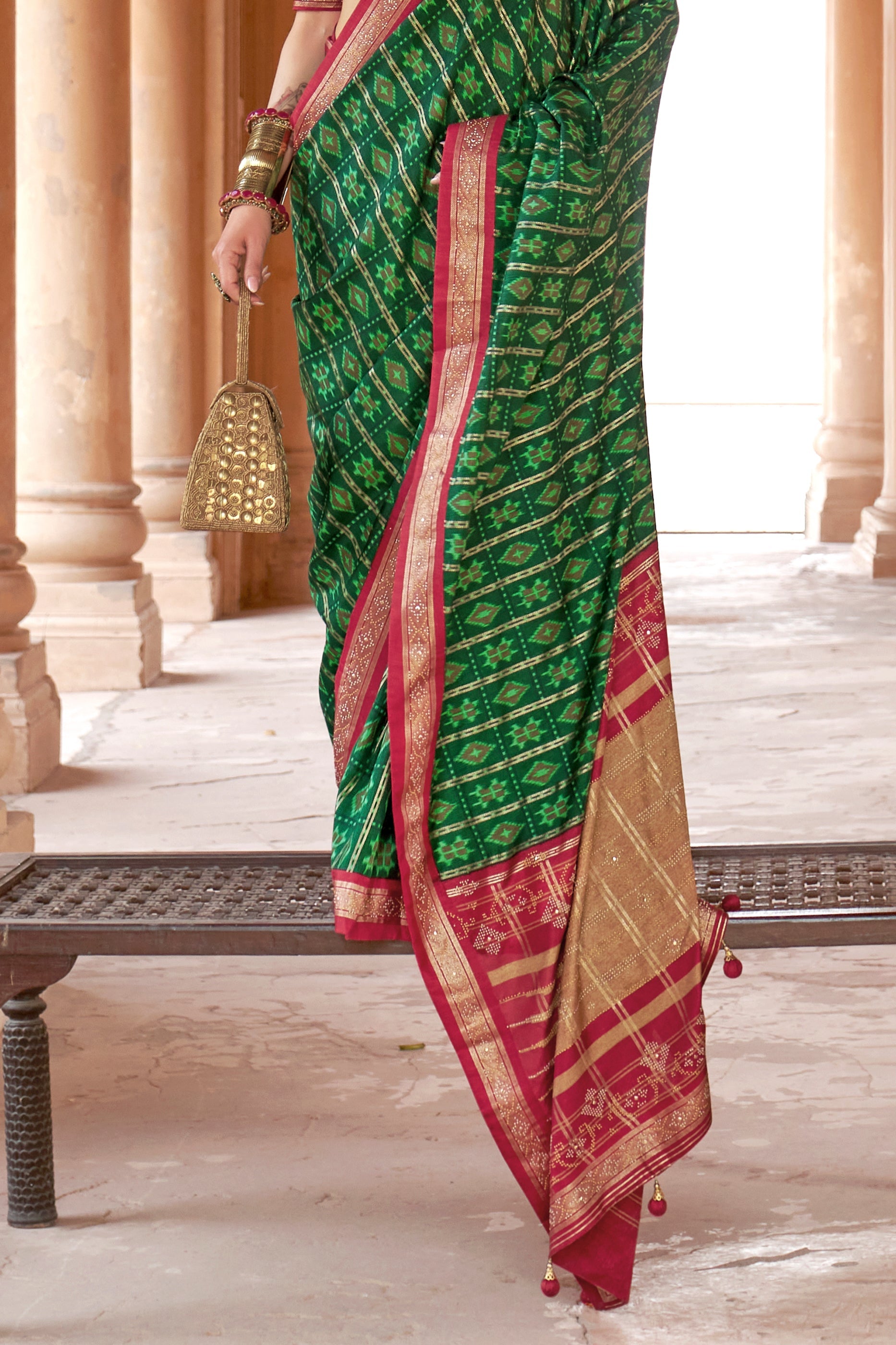 Green Printed Viscose Silk Patola Saree-SAR10162_4_SareeButa.com