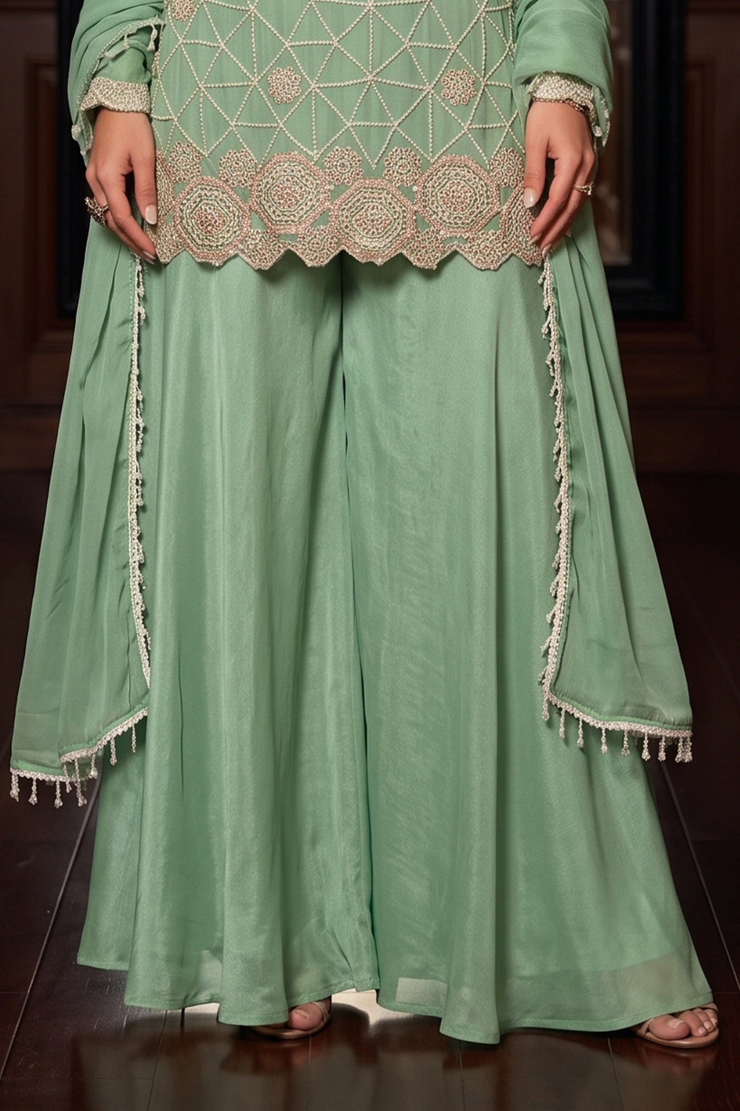 Green Readymade Bead Work Chinon Suit-SAR12984_7_SareeButa.com