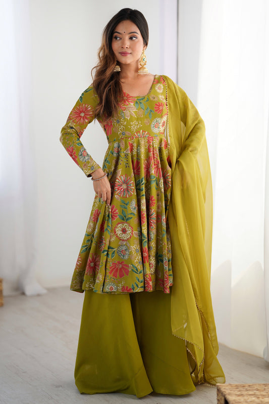 Green Readymade Chanderi Silk Anarkali Suit-SS478_1_SareeButa.com