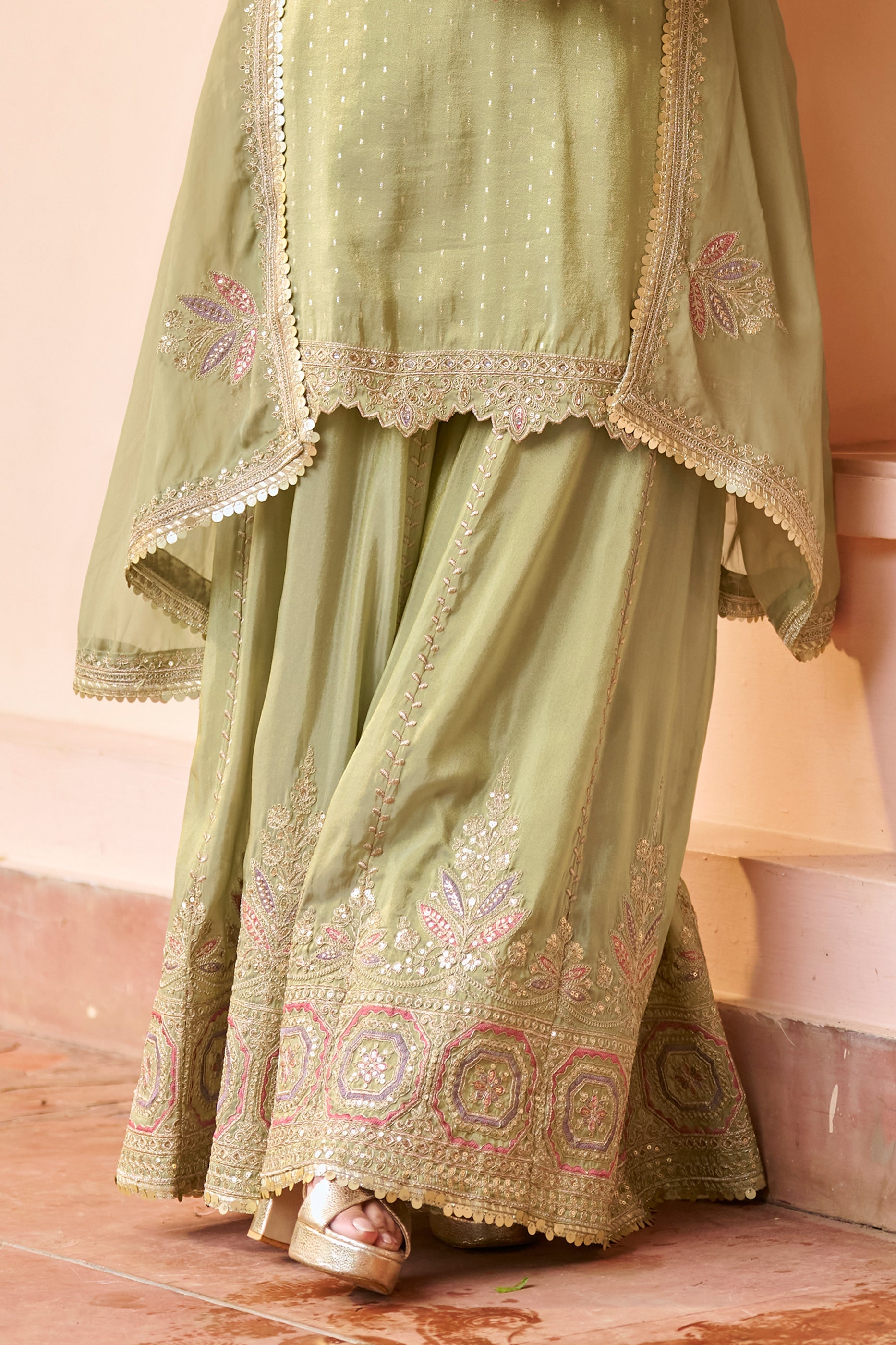 Green Readymade Chinon Palazzo Suit-SAR11685_4_SareeButa.com
