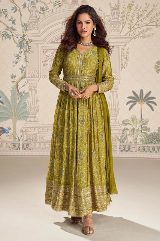 Green Readymade Embroidered Chinon Silk Suit-SAR11096_1_SareeButa.com