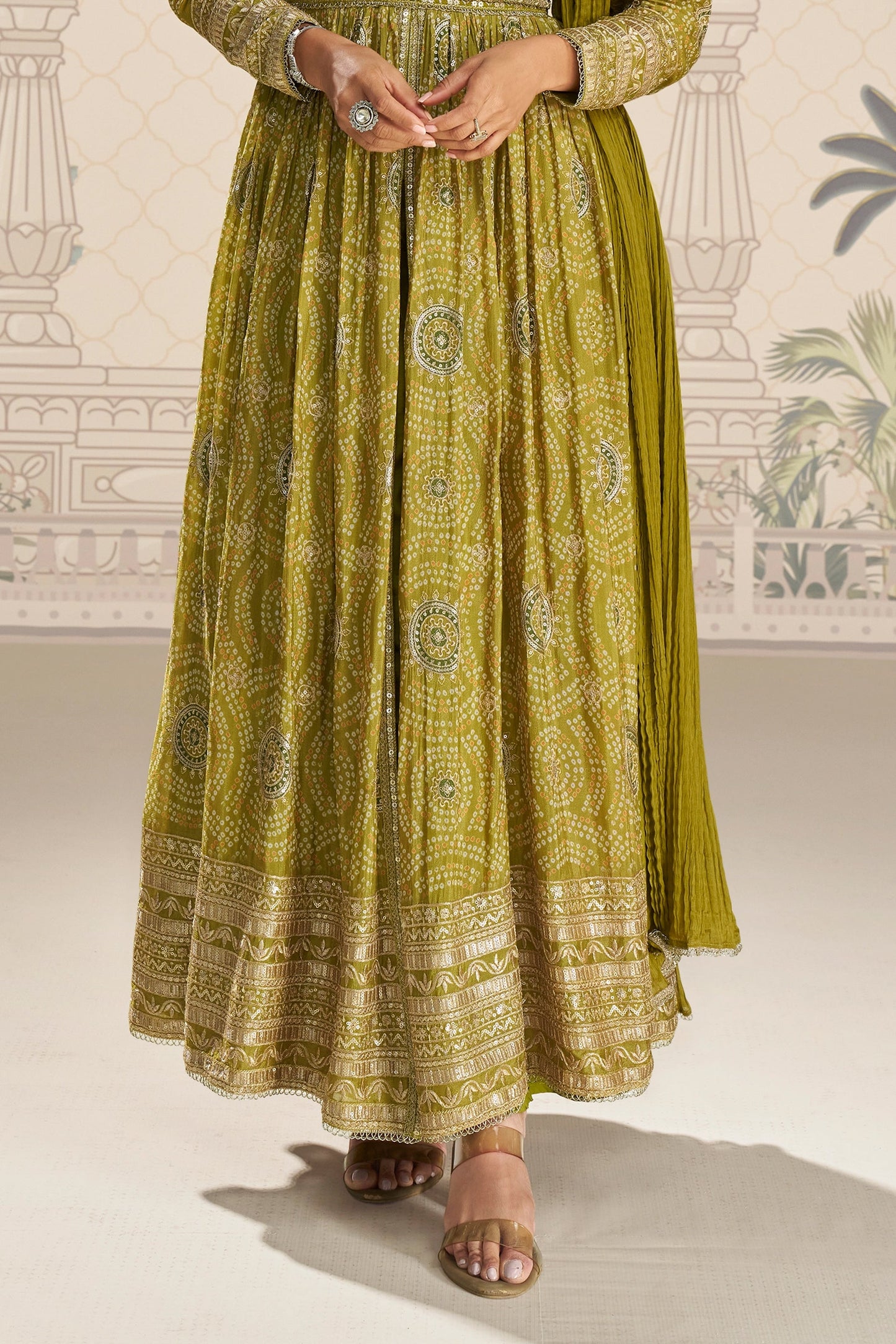 Green Readymade Embroidered Chinon Silk Suit-SAR11096_5_SareeButa.com
