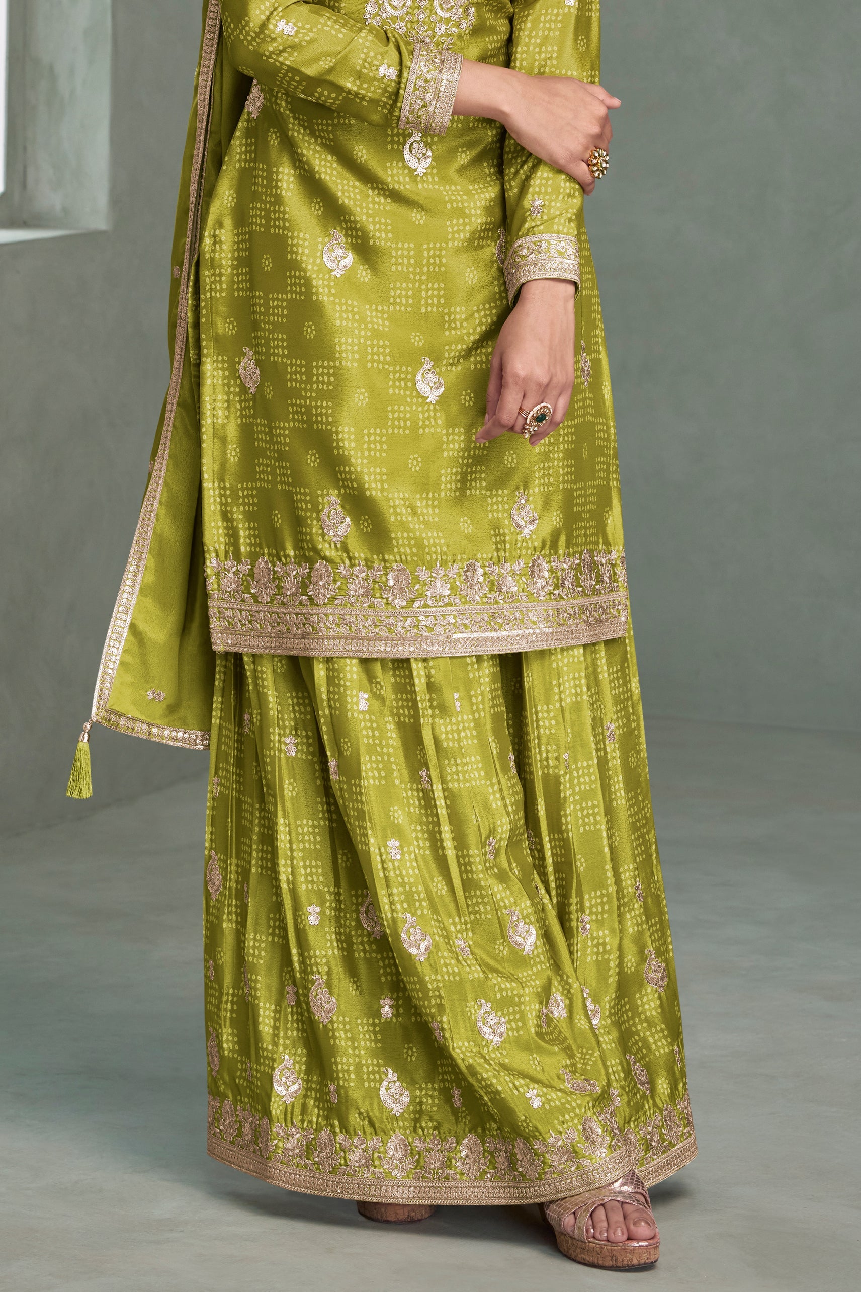 Green Readymade Embroidered Chinon Silk Suit-SS656_3_SareeButa.com