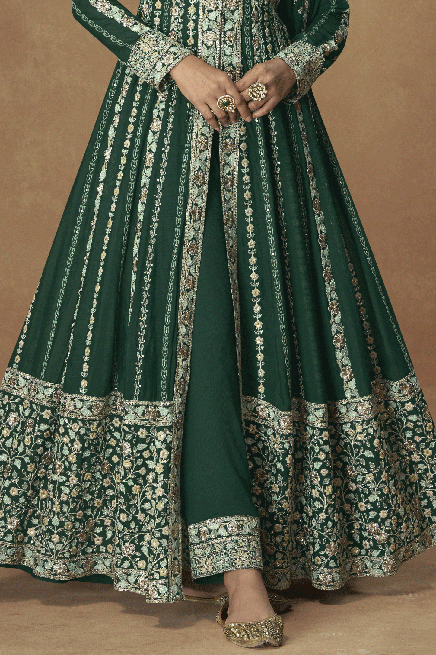 Green Readymade Embroidered Chinon Silk Suit-SS857_3_SareeButa.com