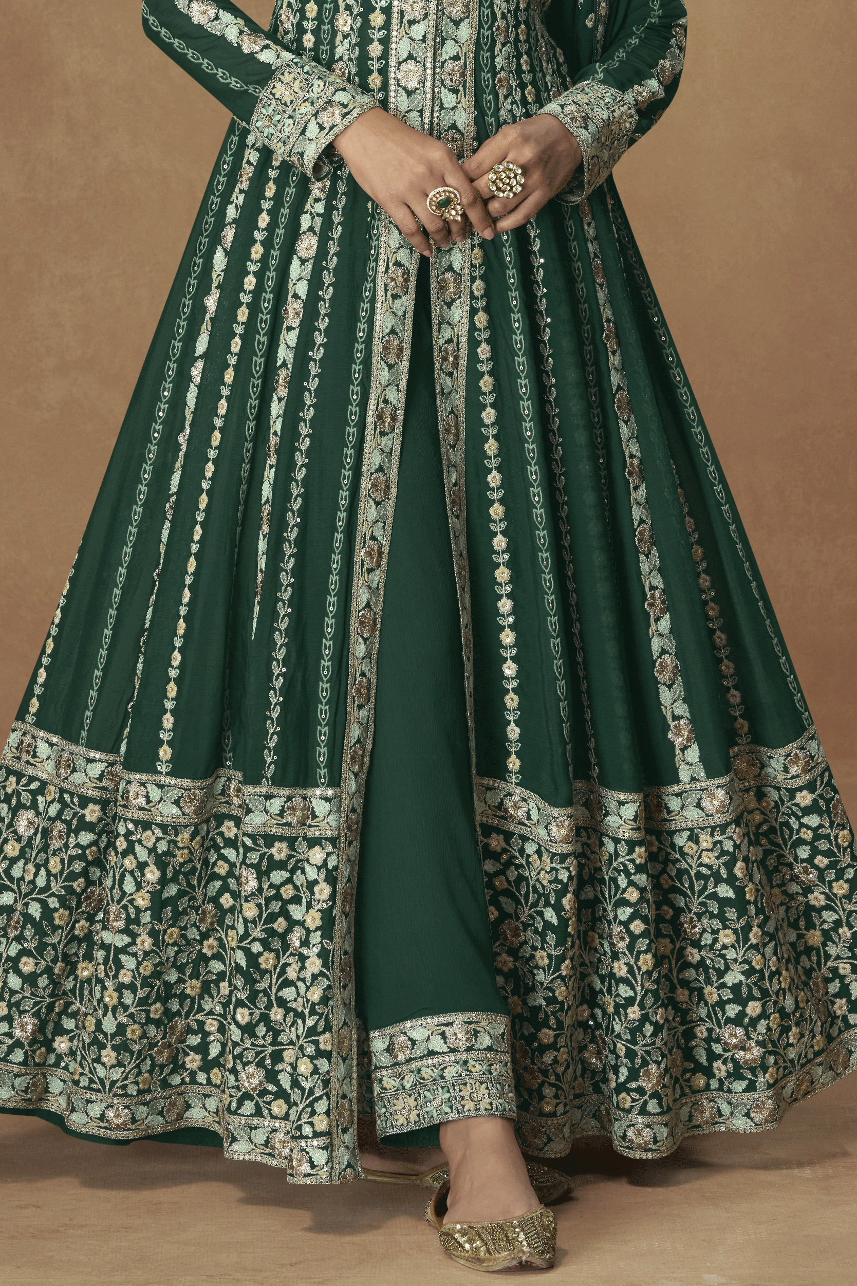 Green Readymade Embroidered Chinon Silk Suit-SS857_3_SareeButa.com