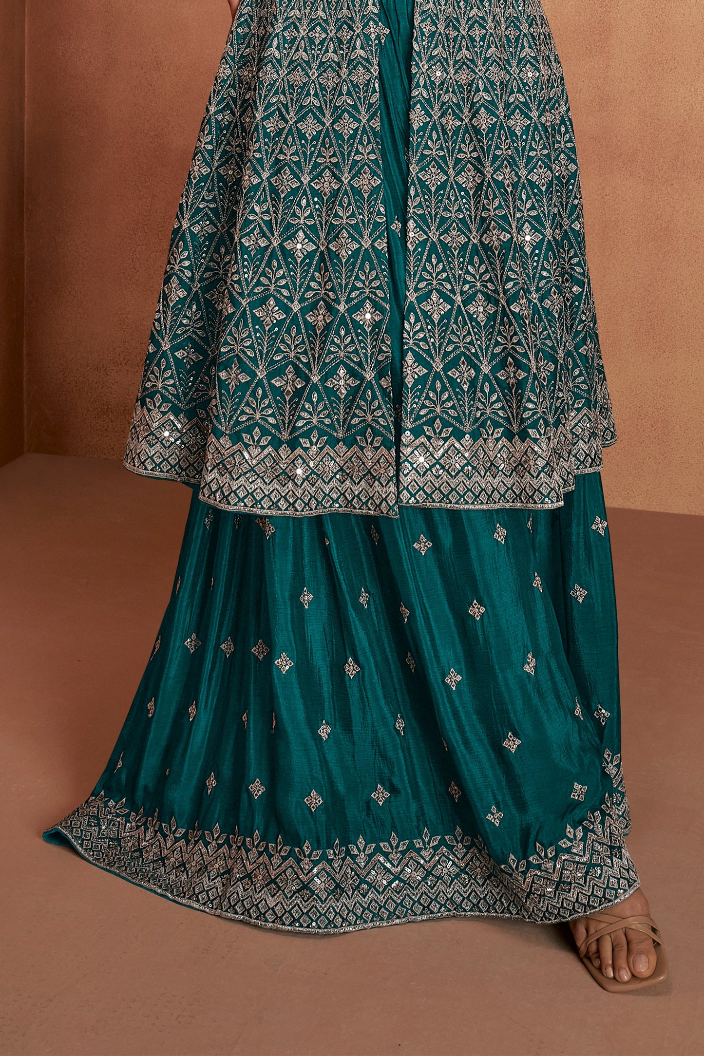 Green Readymade Embroidered Chinon Suit-SAR10940_4_SareeButa.com