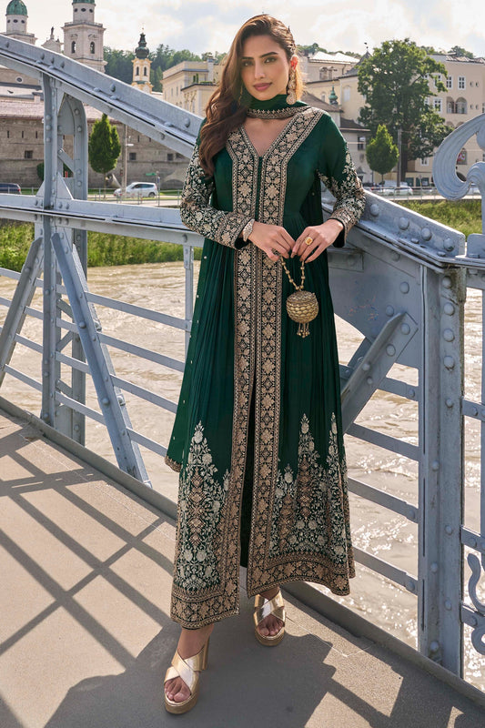 Green Readymade Embroidered Chinon Suit-SAR11374_1_SareeButa.com