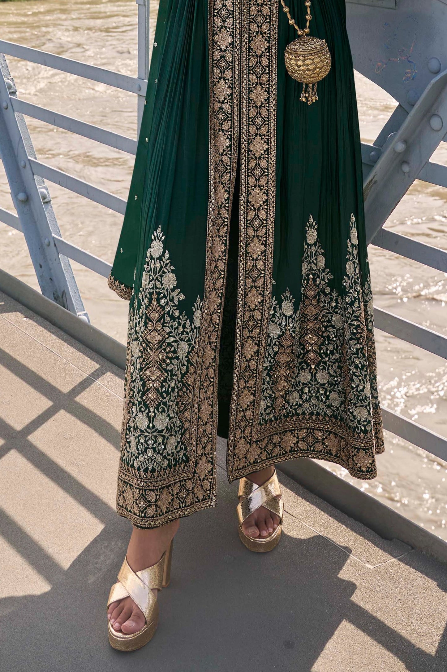 Green Readymade Embroidered Chinon Suit-SAR11374_4_SareeButa.com